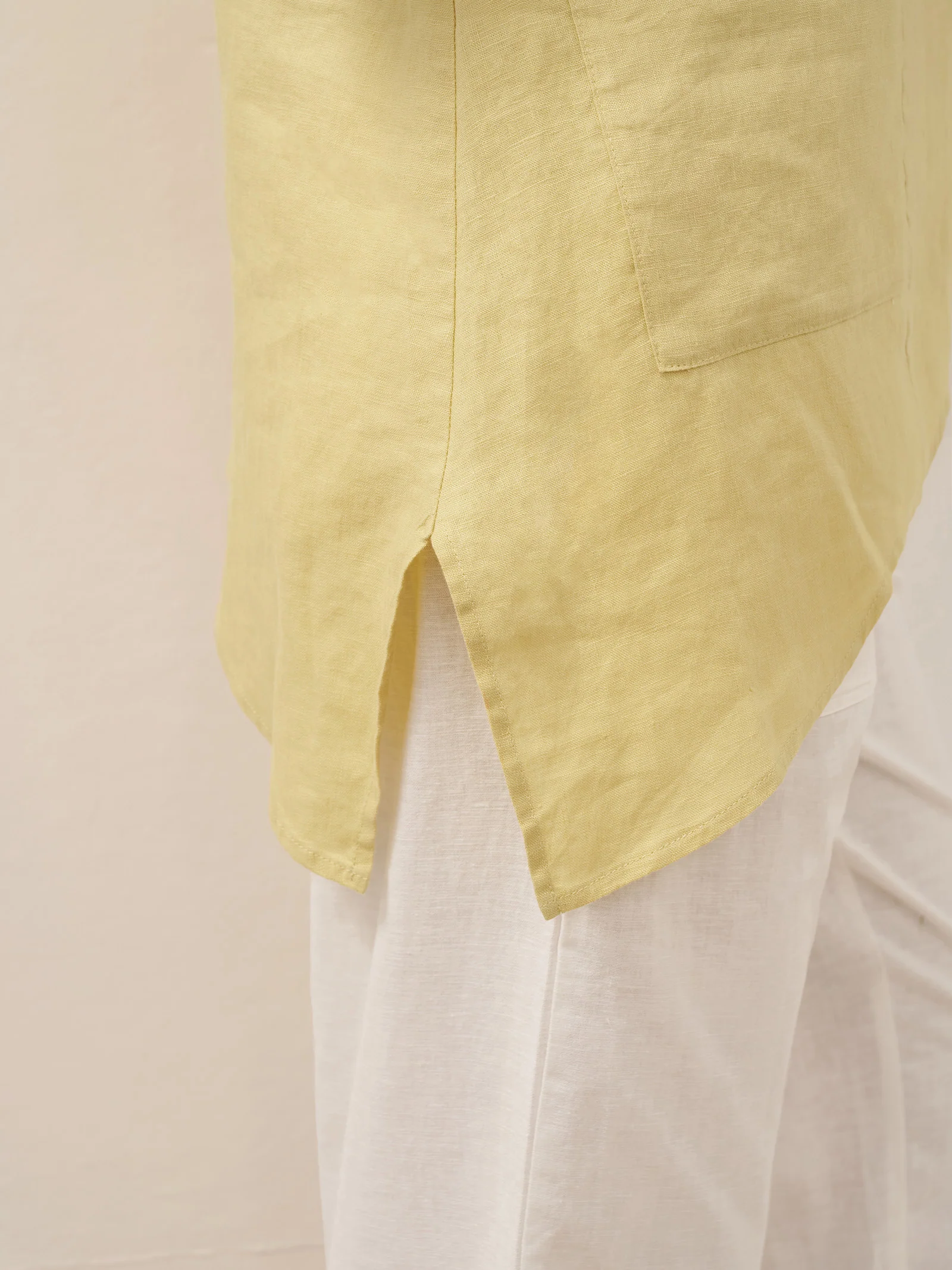 100% Linen Asymmetric Hem Long Top ISLA - Image 10