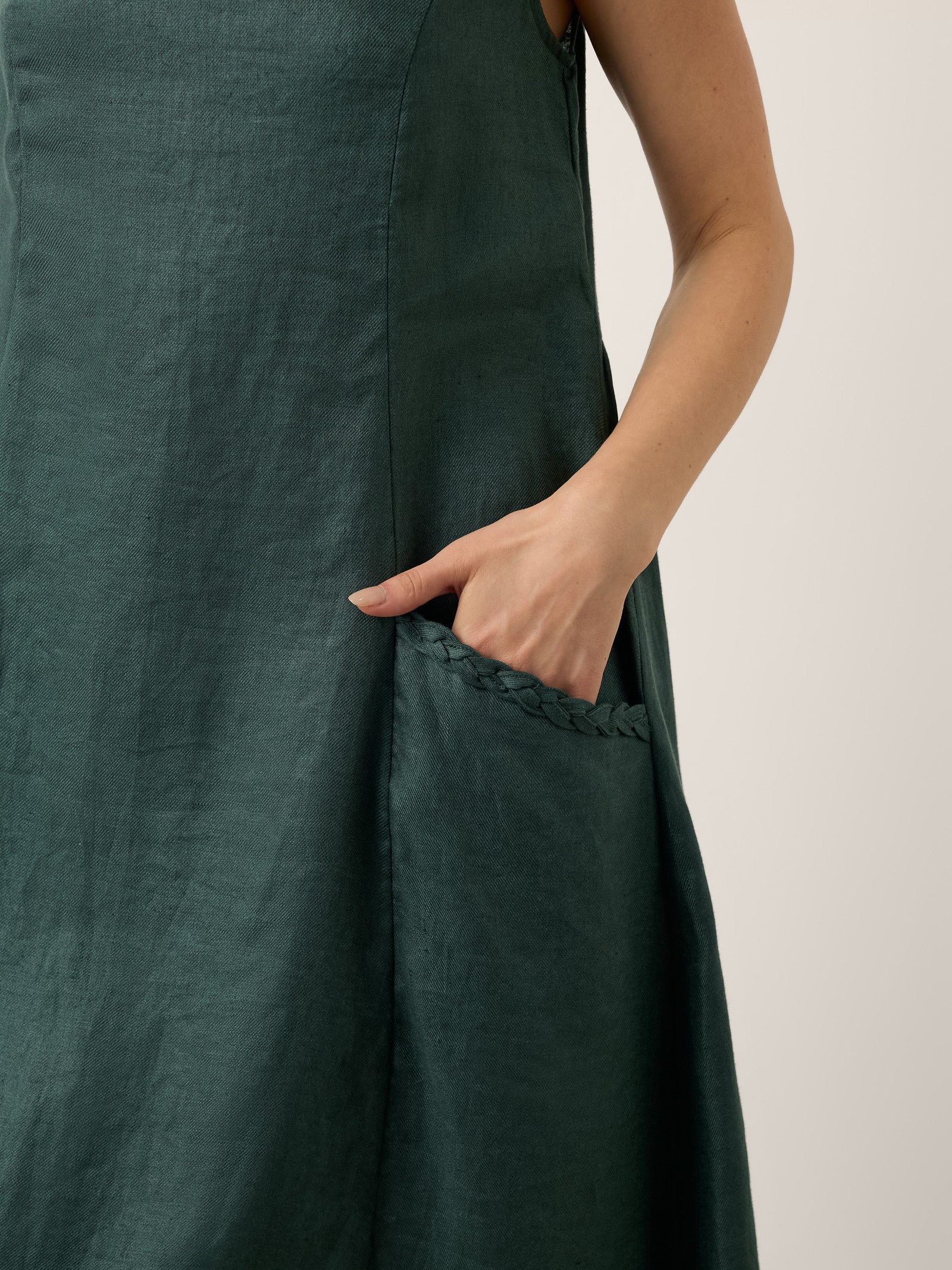 100% Linen Braided Neck Handkerchief Hem Maxi Dress CARISSA - Image 6