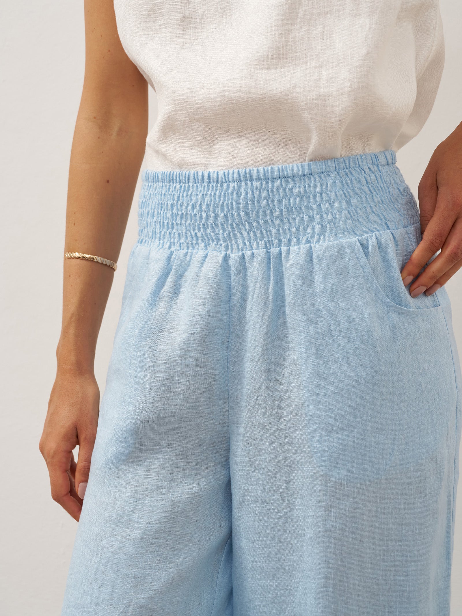100% Linen Broad Elastic Waistband Pants TALIA - Image 28