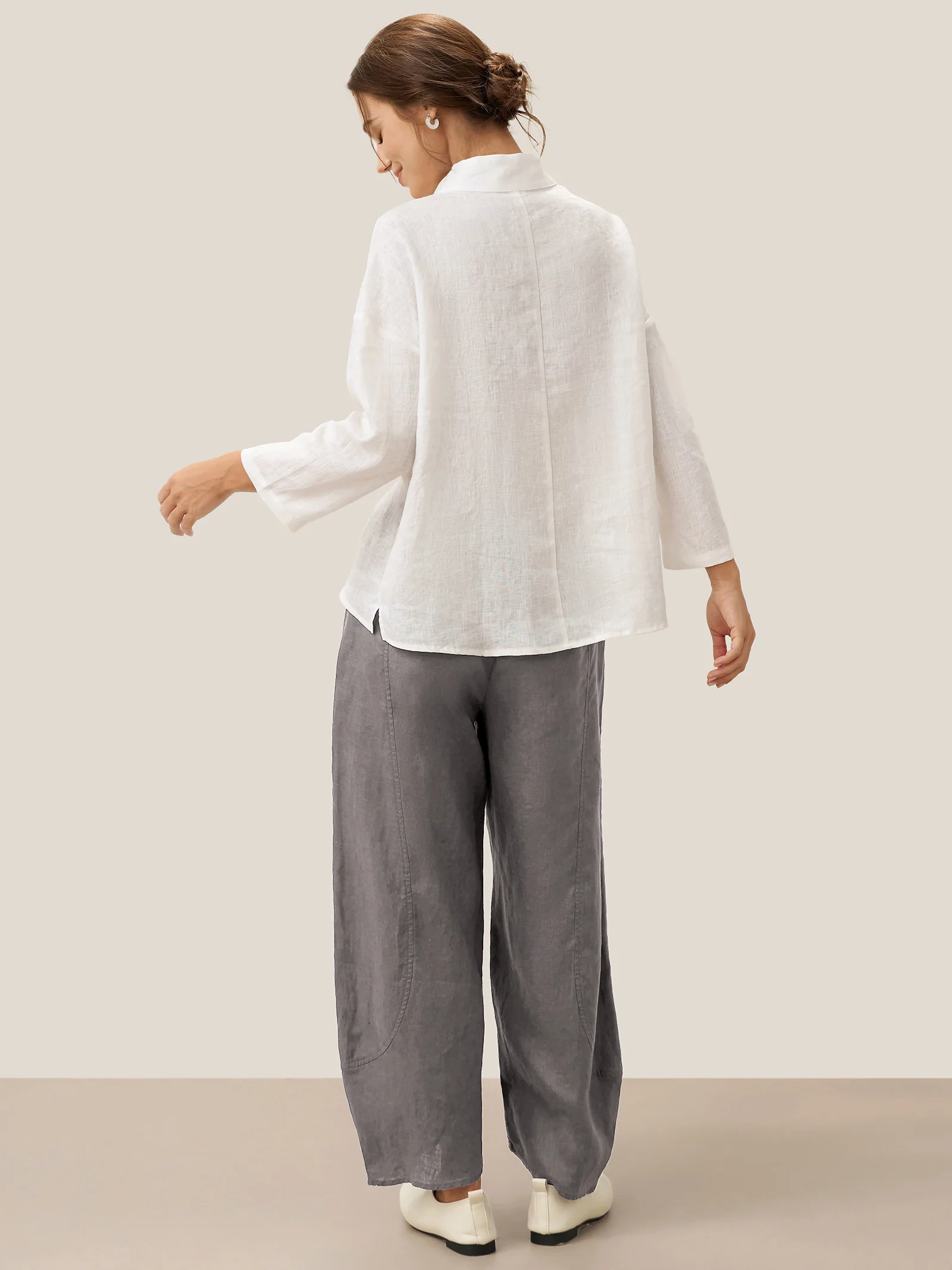 100% Linen Classic Side Neck Top CORA - Image 8