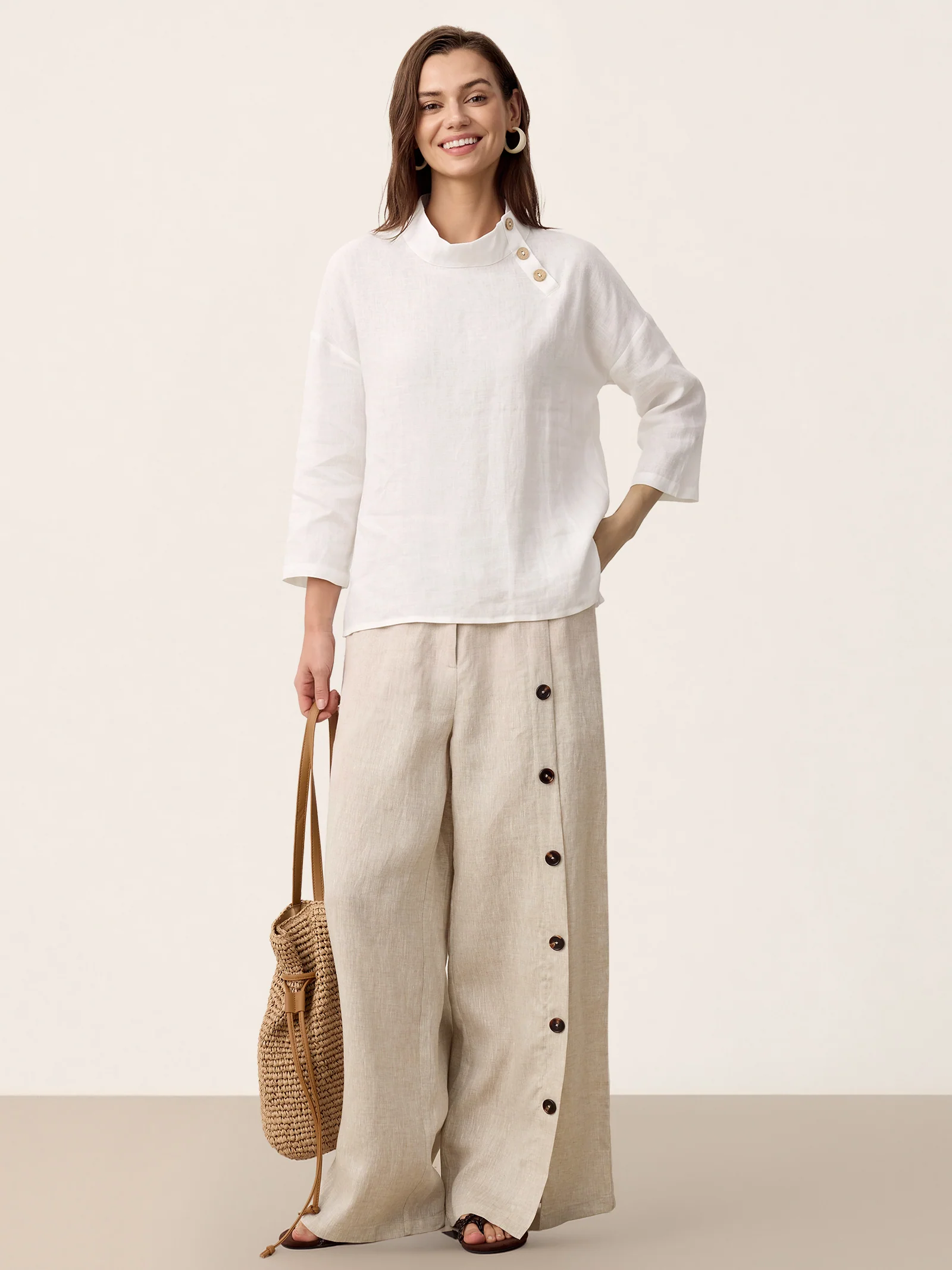 100% Linen Classic Side Neck Top CORA - Image 9
