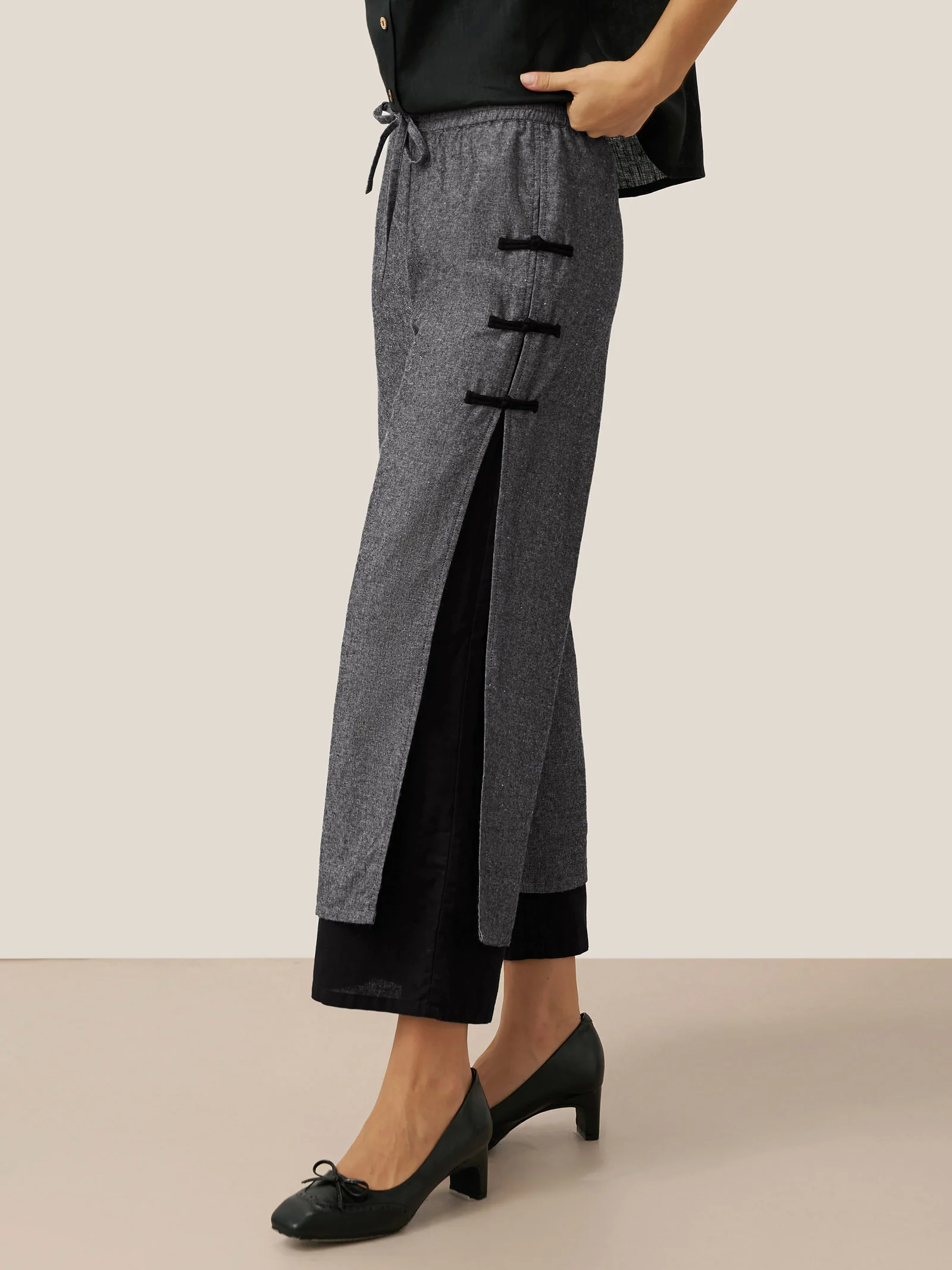 Linen Double Layer Handmade Capri Pants STELLA - Image 6