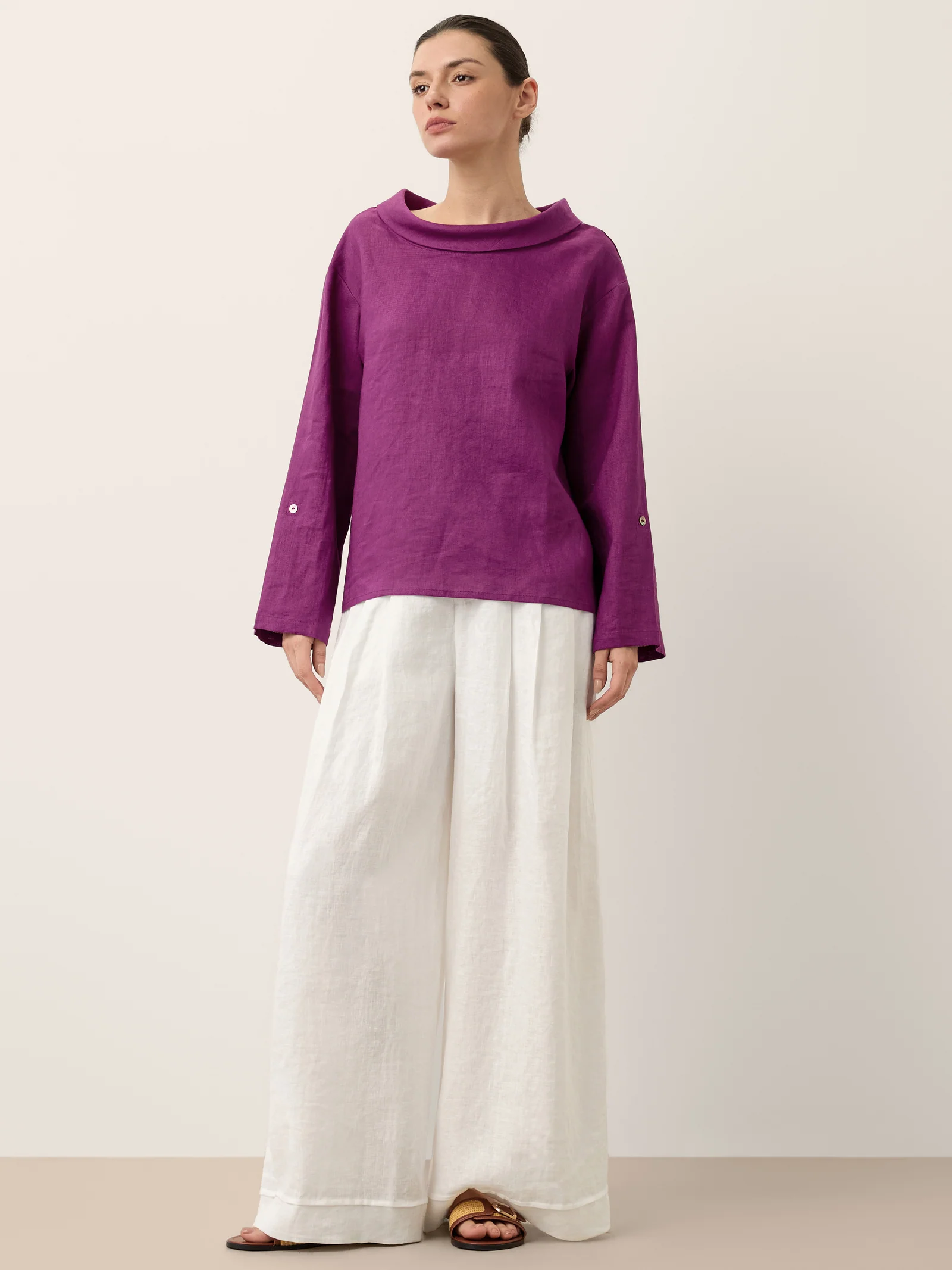 100% Linen Draped Neck Top HOLLIS - Image 10