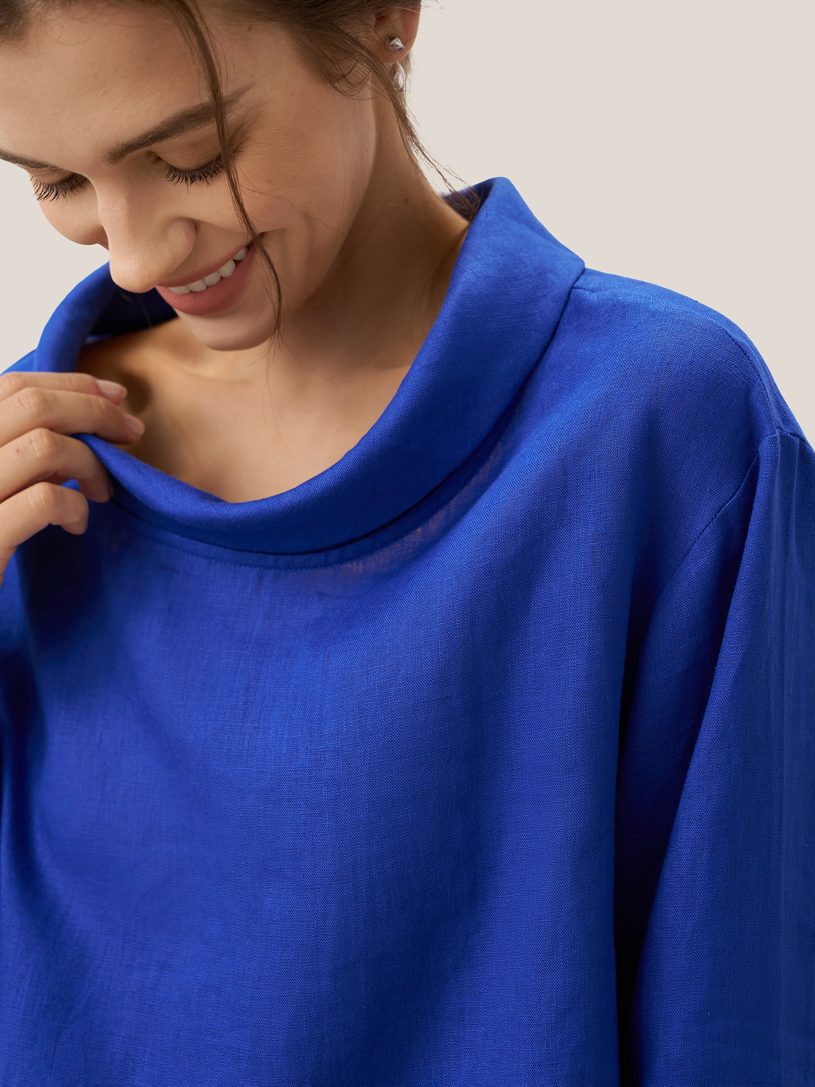 100% Linen Draped Neck Top HOLLIS - Image 20