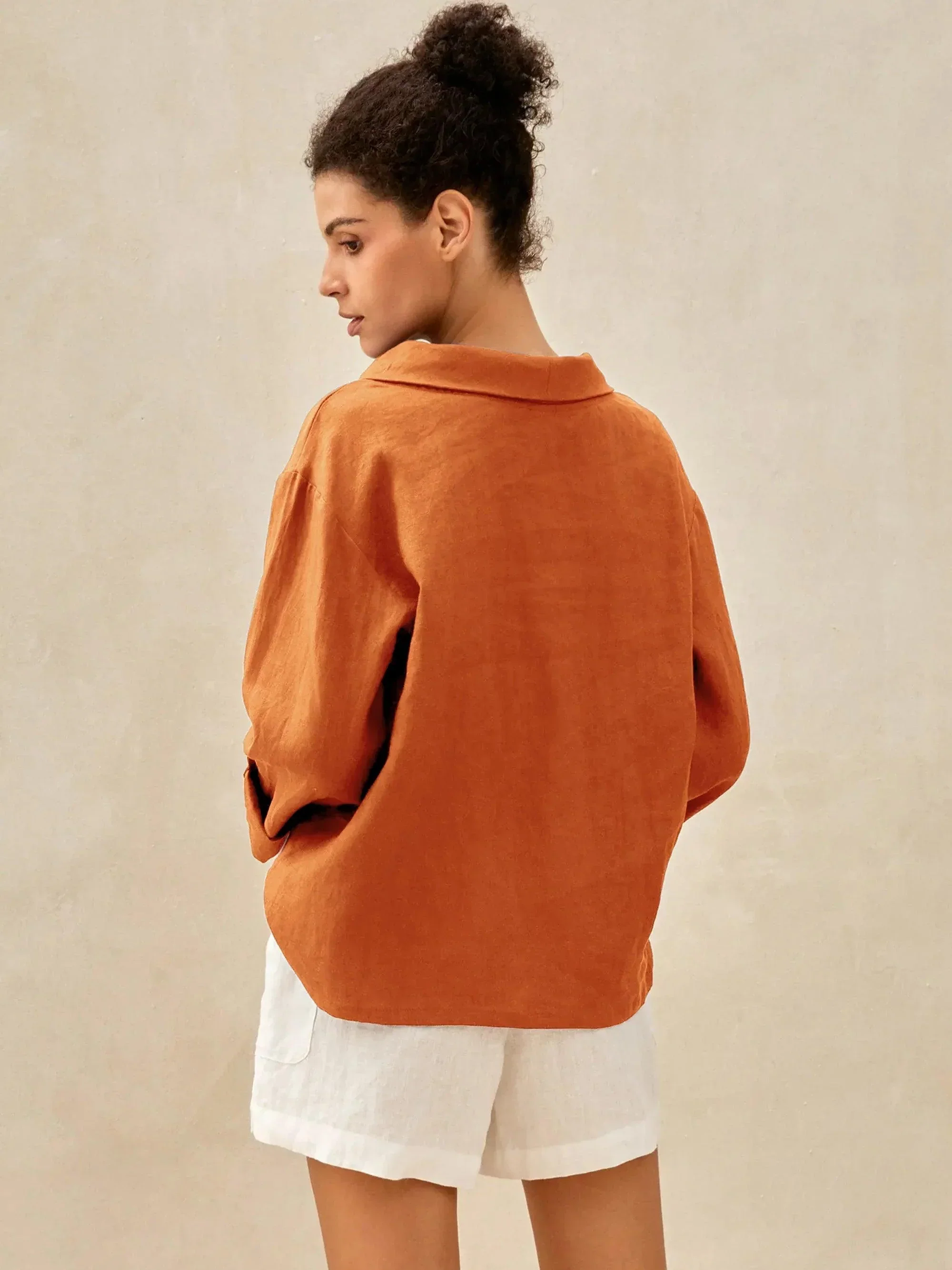 100% Linen Draped Neck Top HOLLIS - Image 25