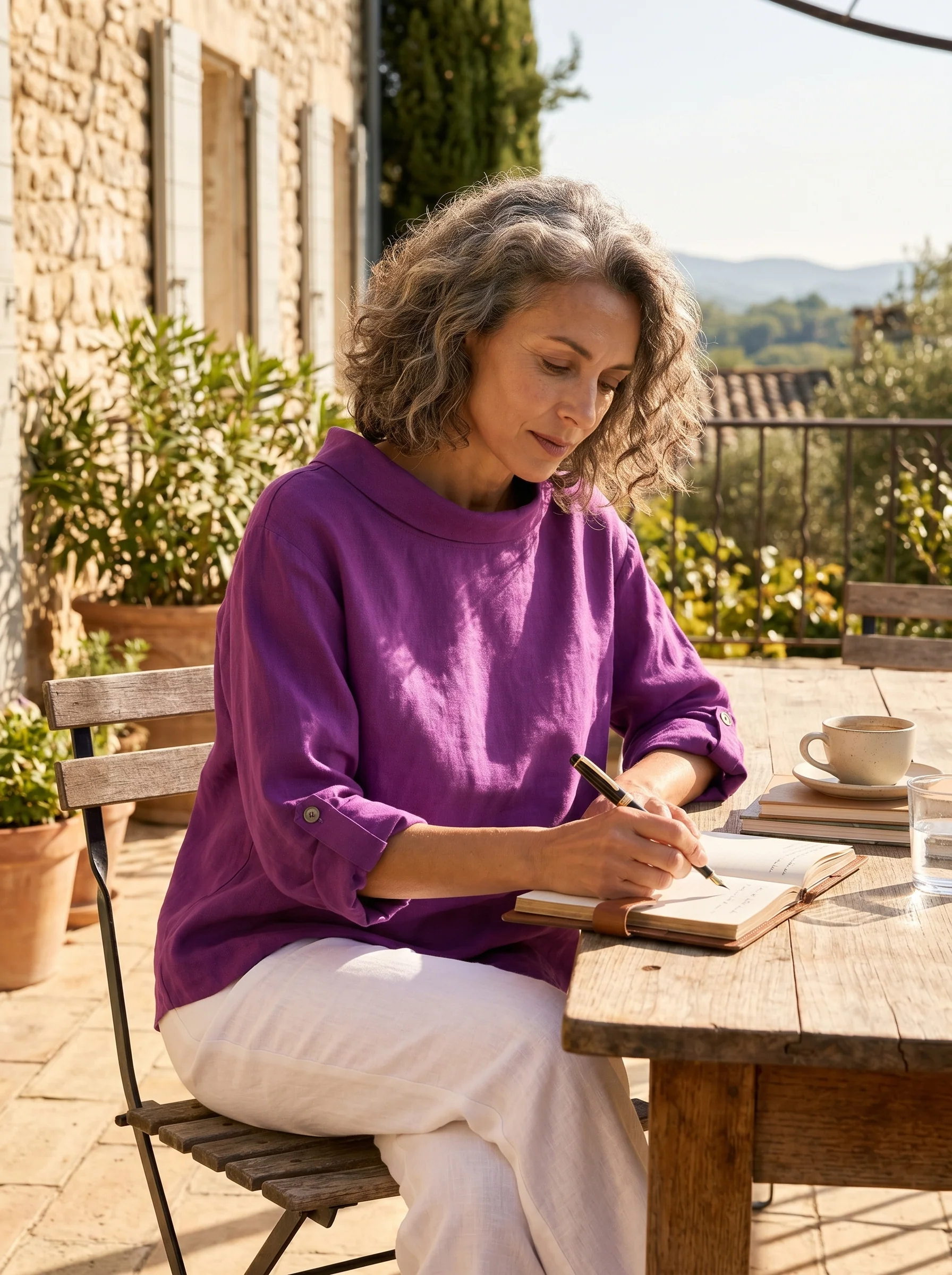 100% Linen Draped Neck Top HOLLIS - Image 3