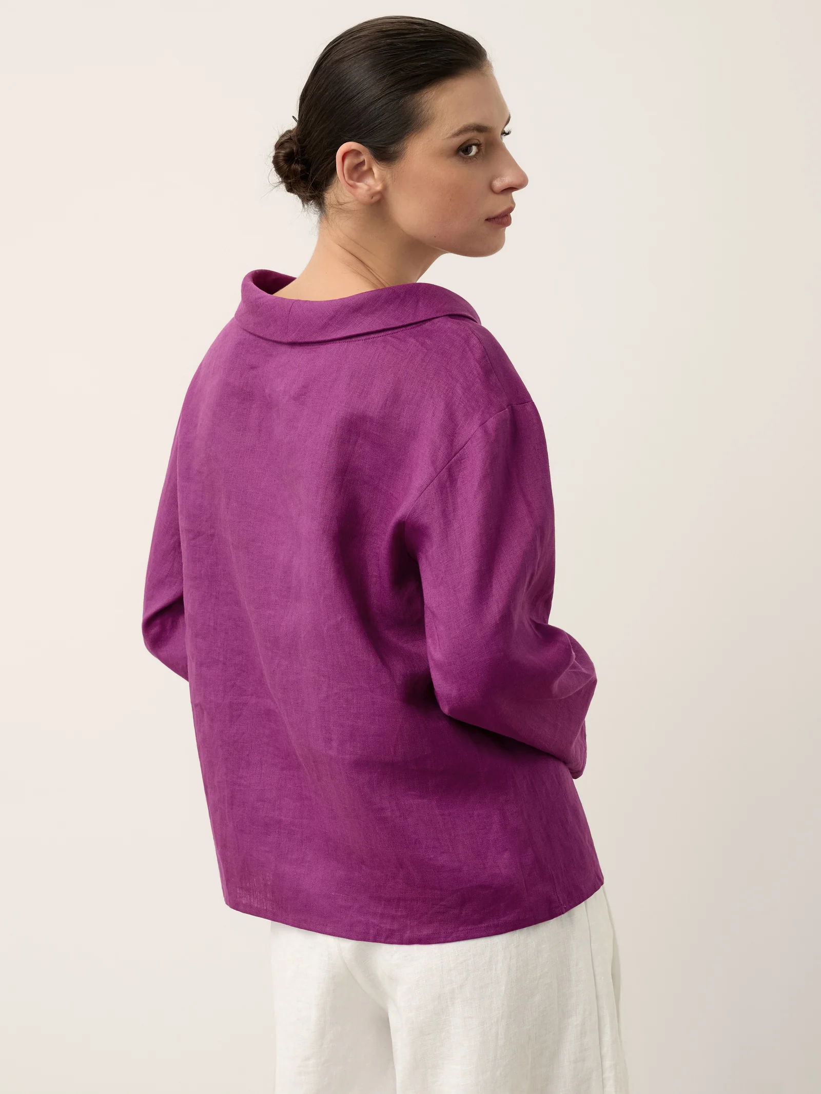 100% Linen Draped Neck Top HOLLIS - Image 9