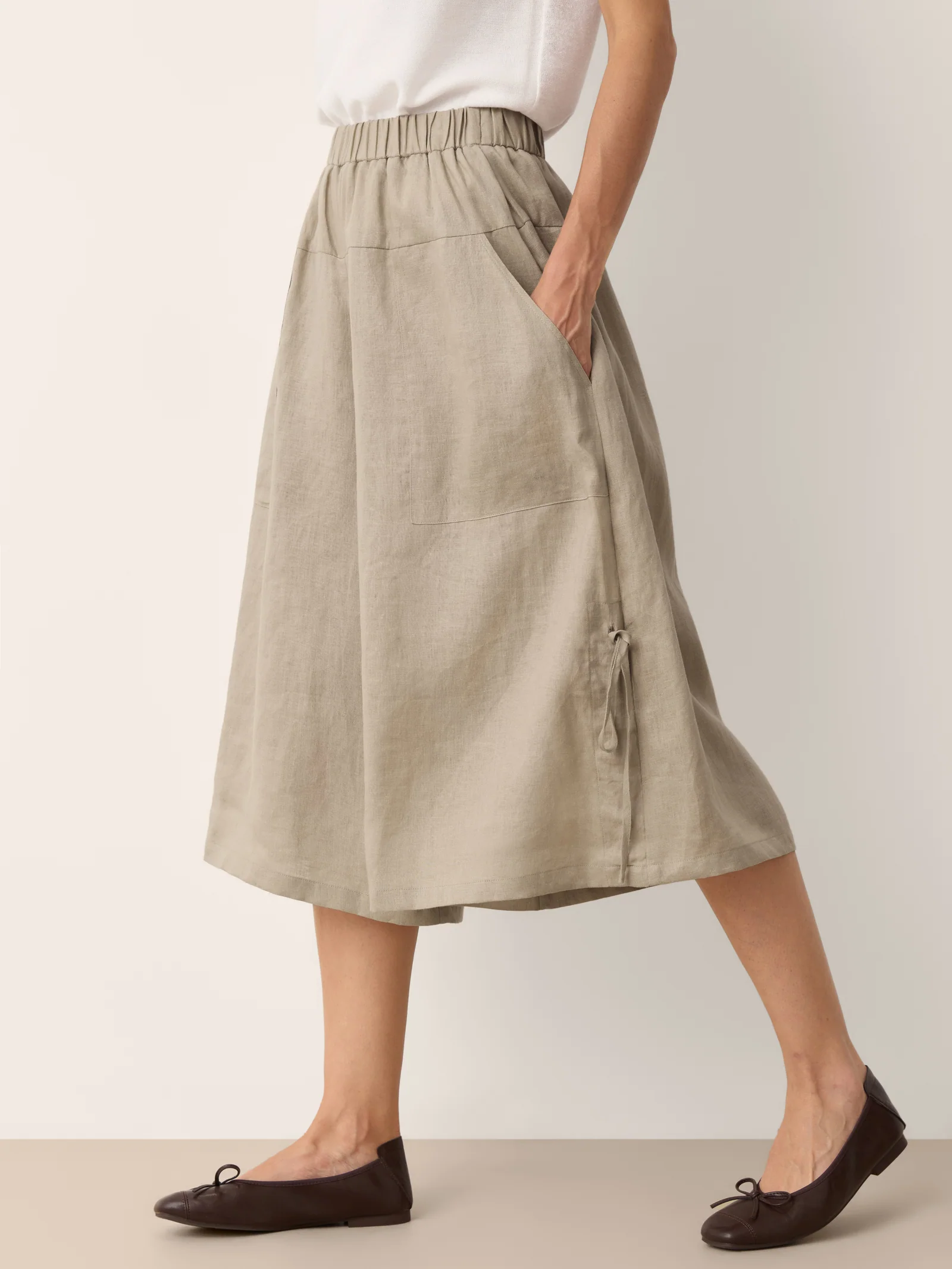 100% Linen Drawstring Hem Elasticated Waist Balloon Pants CALANTHE - Image 4