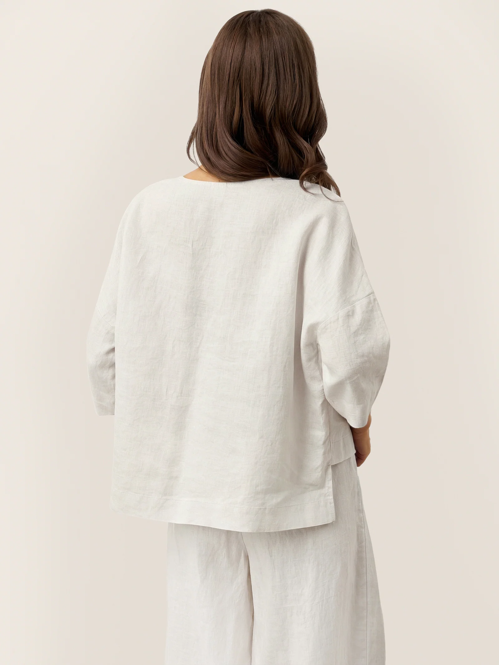 100% Linen Drop Shoulder Asymmetric Layered Hem Overtop VIOLA - Image 21
