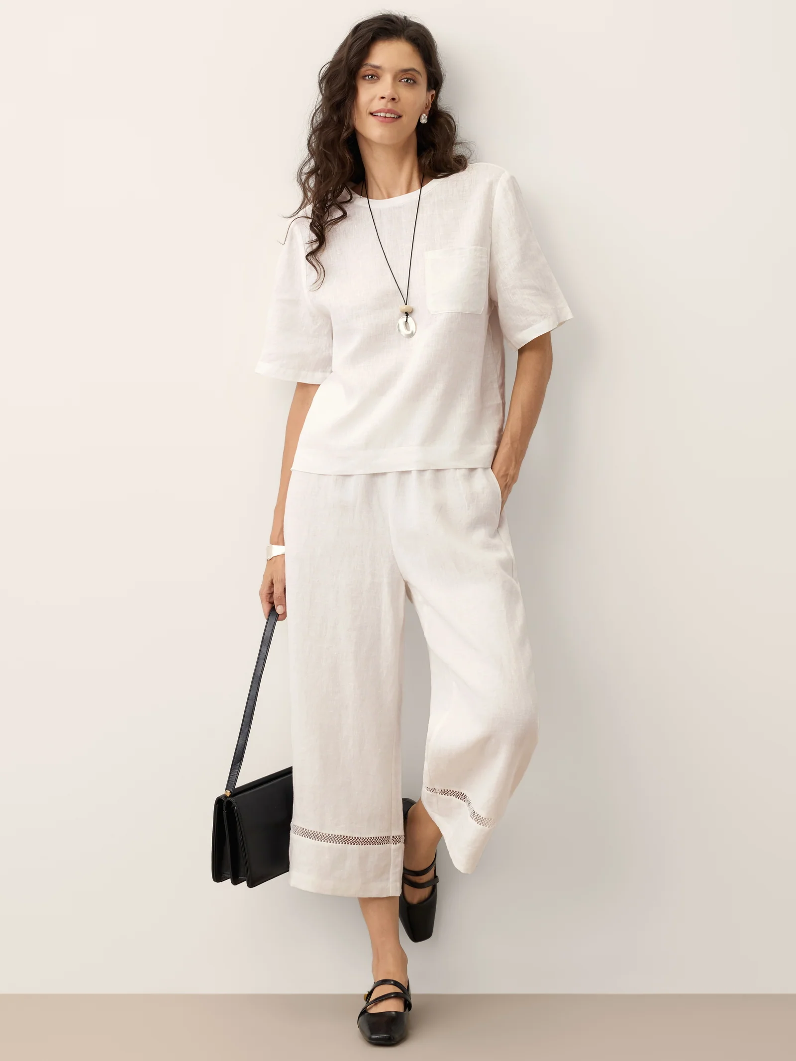 100% Linen Drop Shoulder Boxy Top REGINA - Image 8