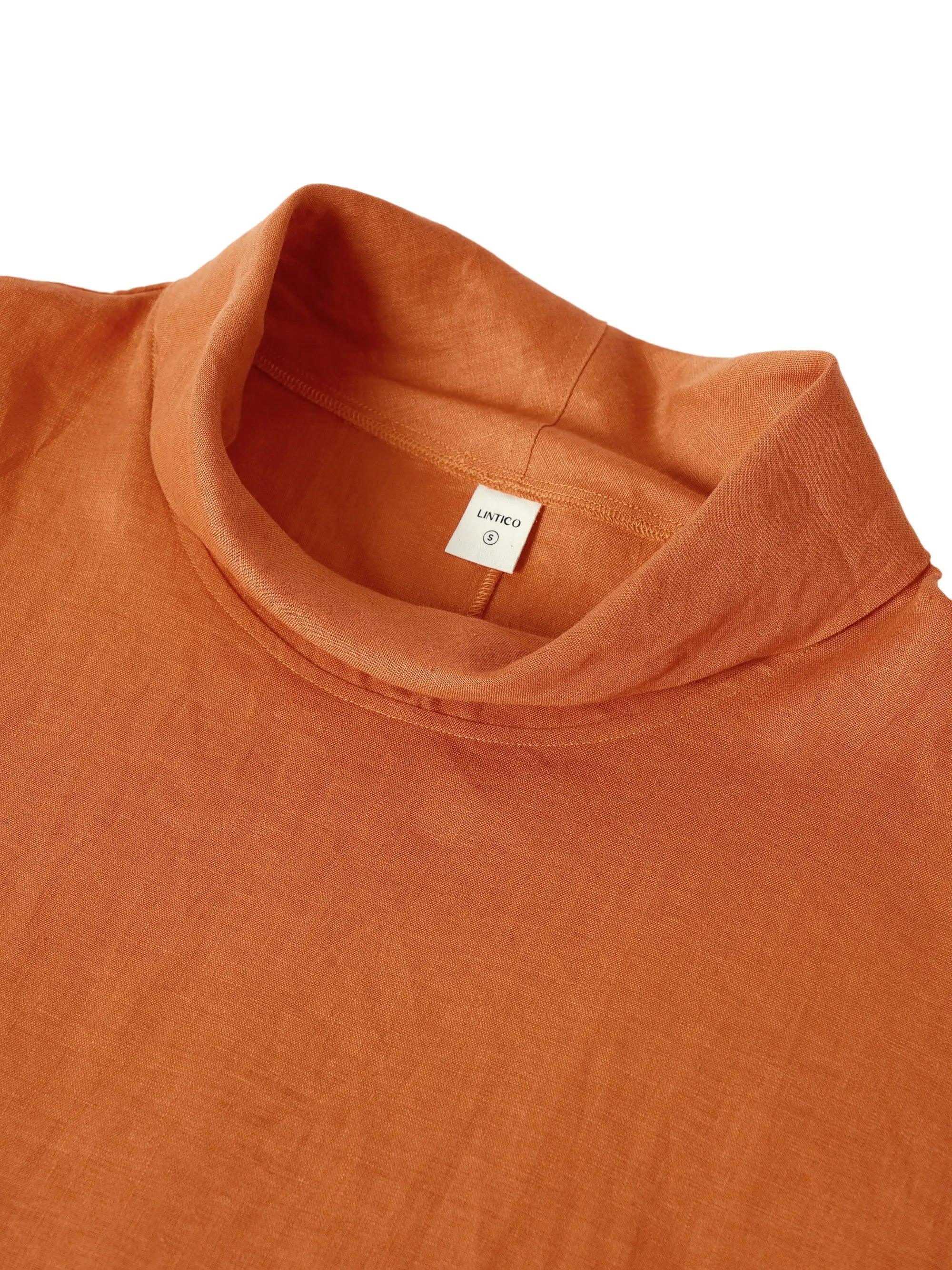100% Linen Dropped Collar Long-Sleeve Top TRISTAN - Image 8