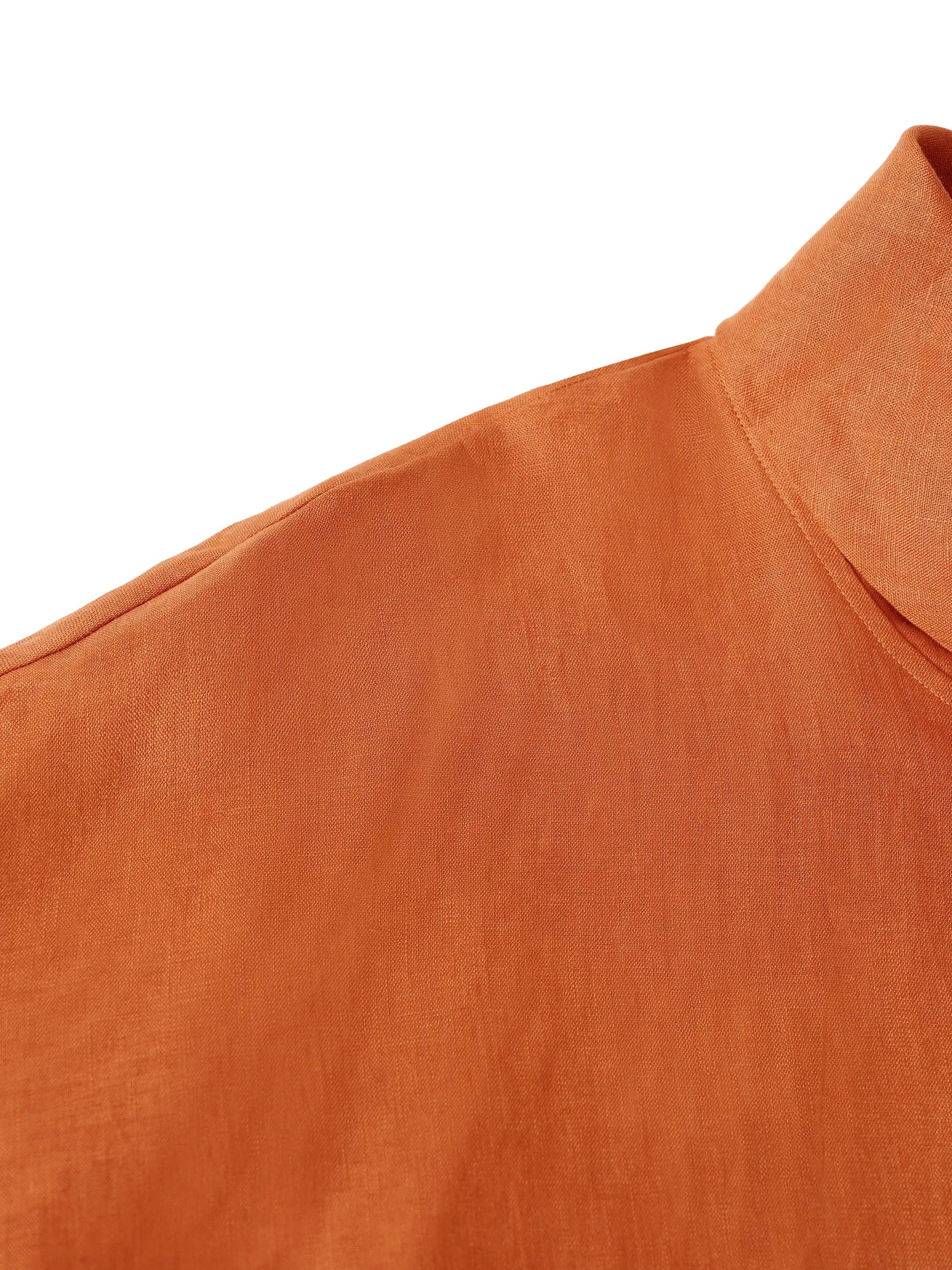 100% Linen Dropped Collar Long-Sleeve Top TRISTAN - Image 9