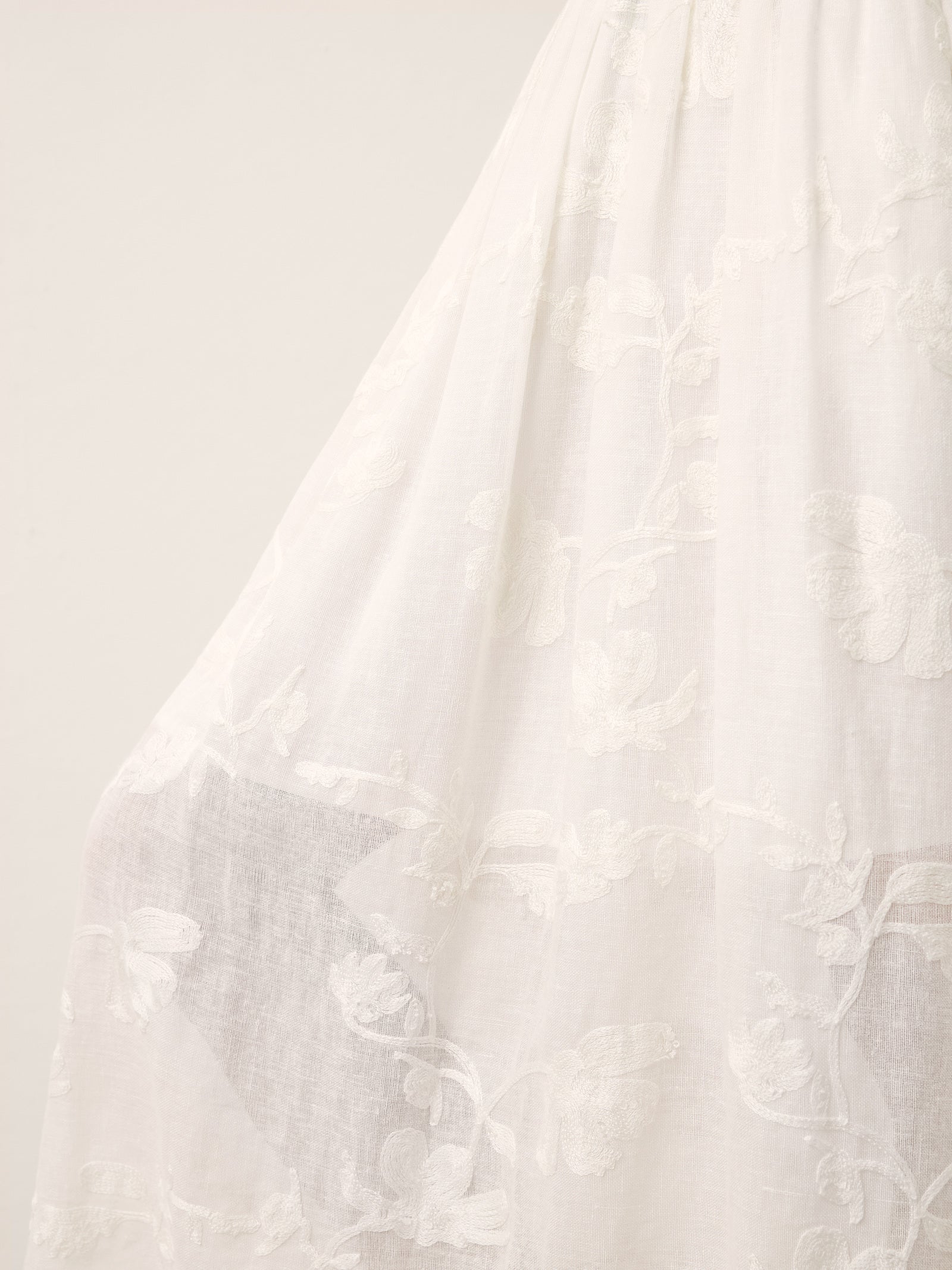 100% Linen Floral Embroidered Elastic Waist Maxi Skirt FREYAH - Image 6