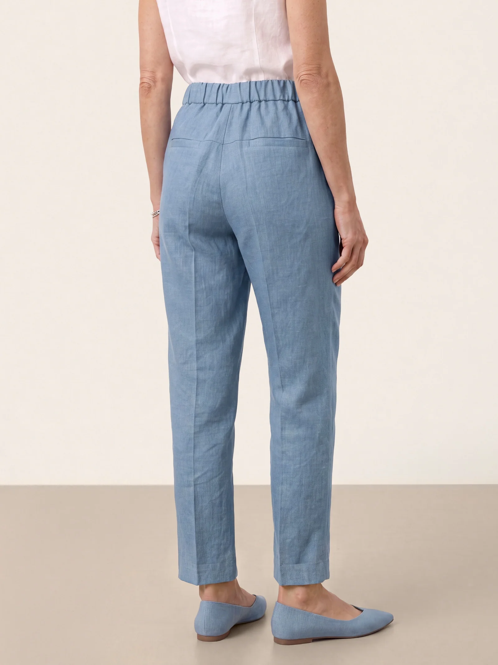 100% Linen Front Pleat Tapered Ankle Pants VIVICA - Image 8