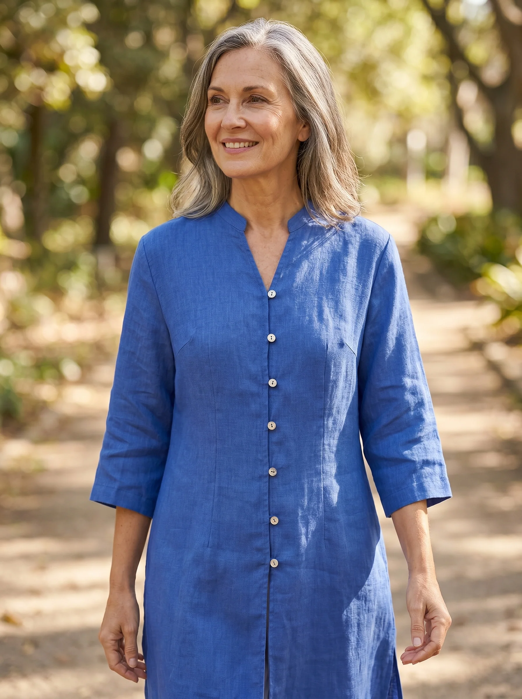100% Linen Hand Button Long Top DILLON - Image 24