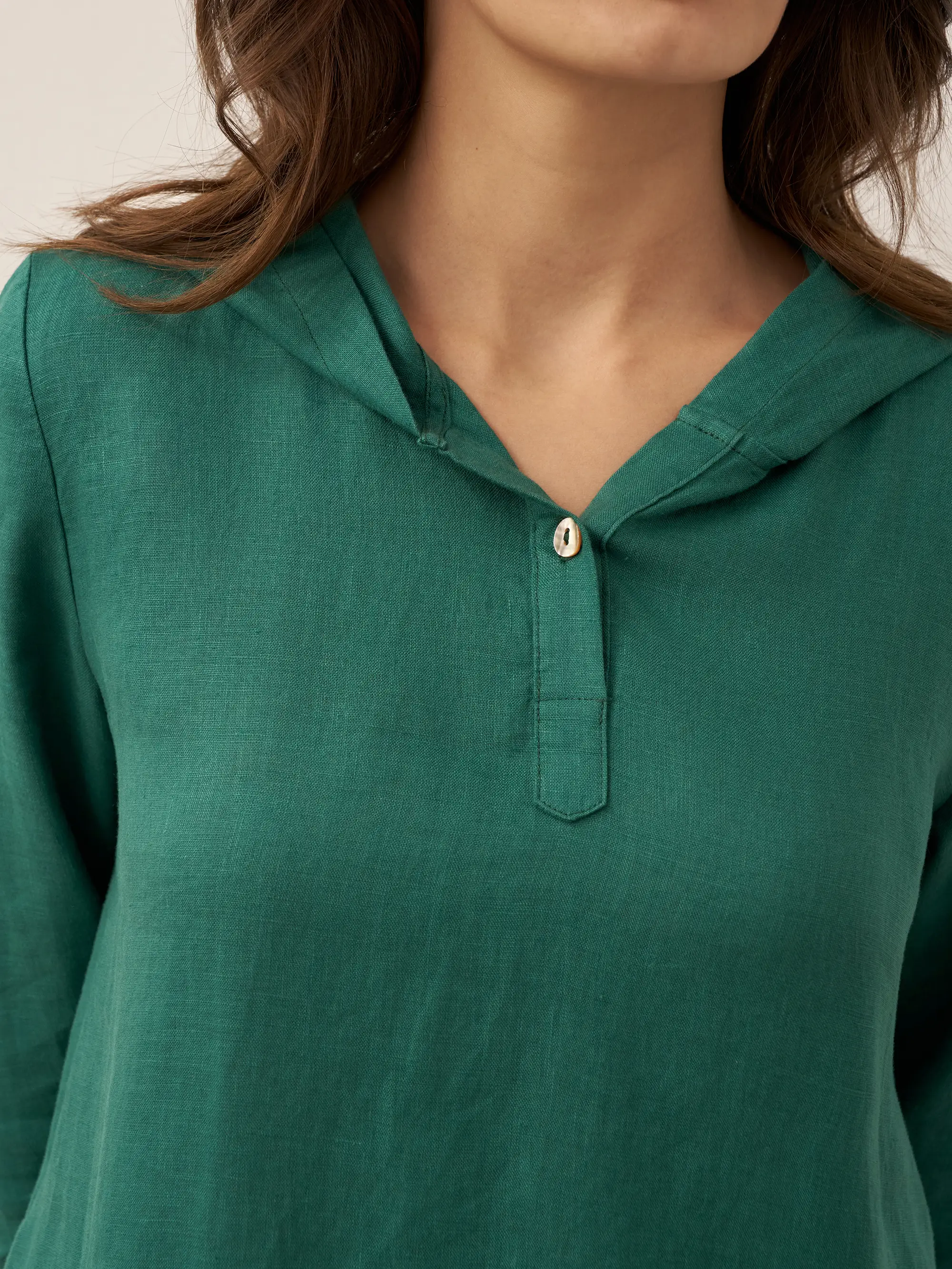 100% Linen Hooded Pullover Midi Dress REBECCA - Image 25
