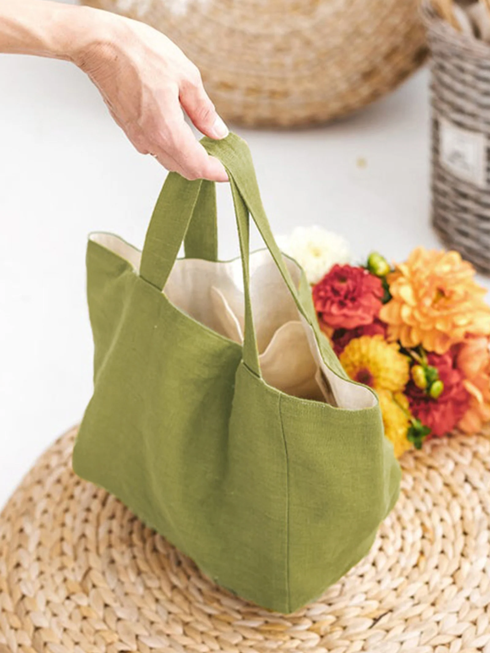 100% Linen Large-Capacity Tote Bag - Image 2