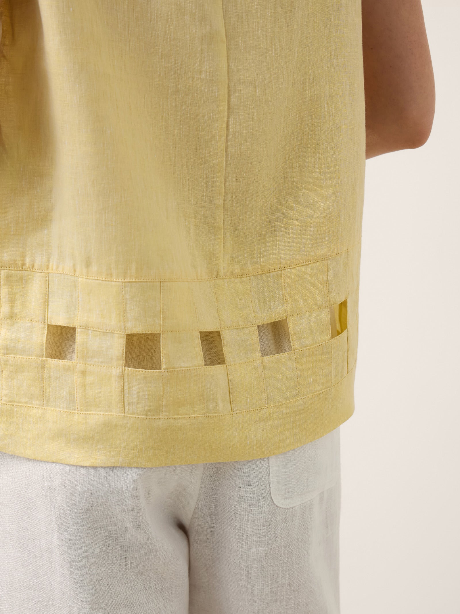 100% Linen Lattice Hem Tank Top ELORA - Image 6