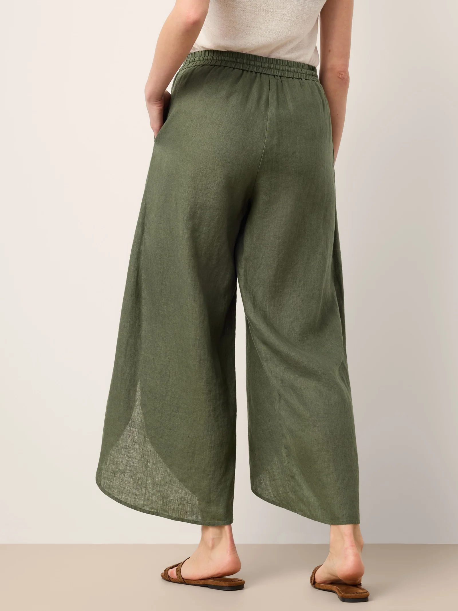 100% Linen Layered Slit Wide-Leg Drawstring Pants PEREGRINE - Image 5
