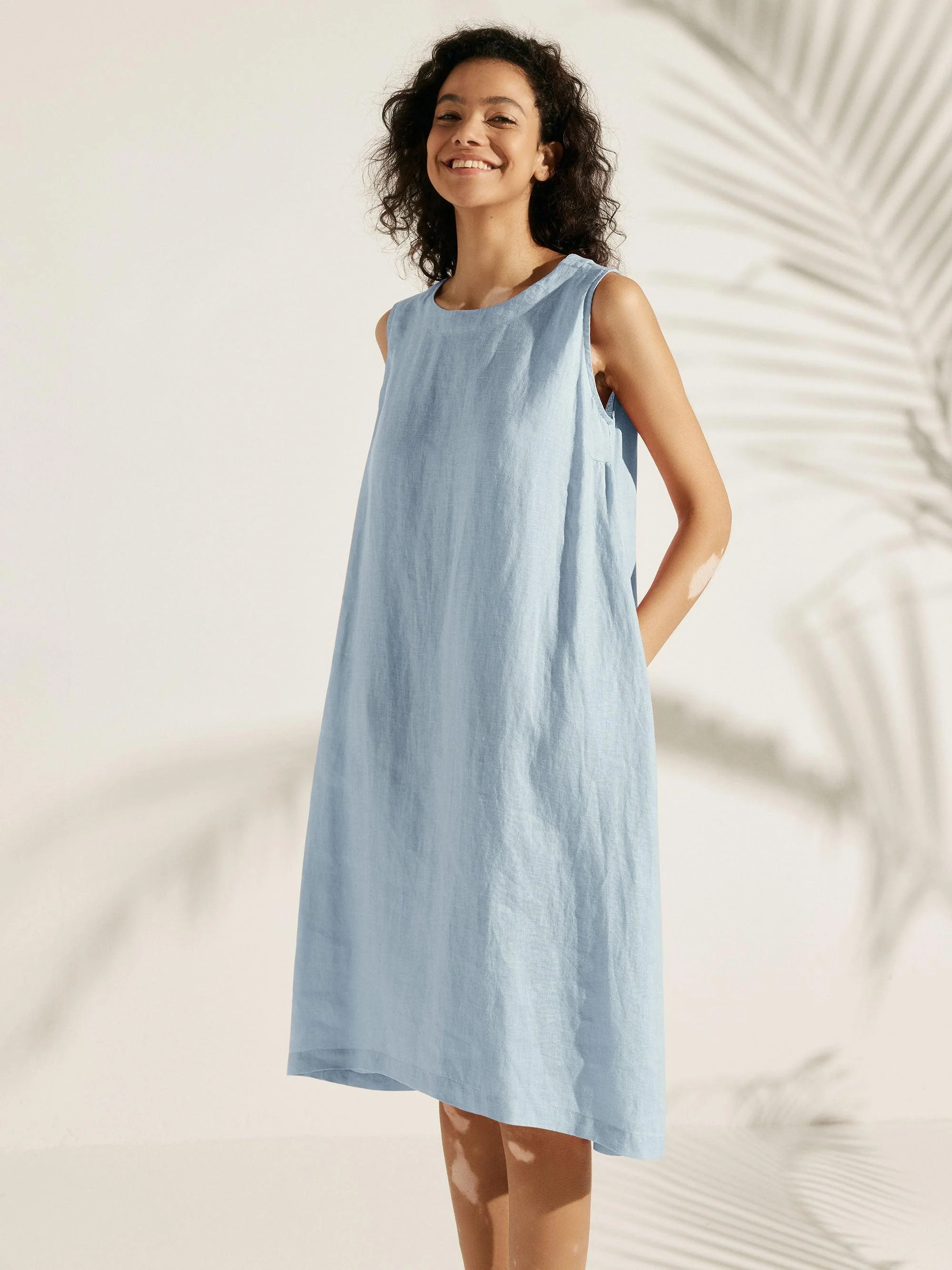 100% Linen Sleeveless Dress SIENNA - Image 22