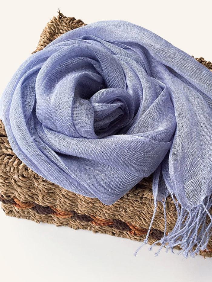 100% Linen Lightweight Solid Color Scarf BIANCA - Image 6