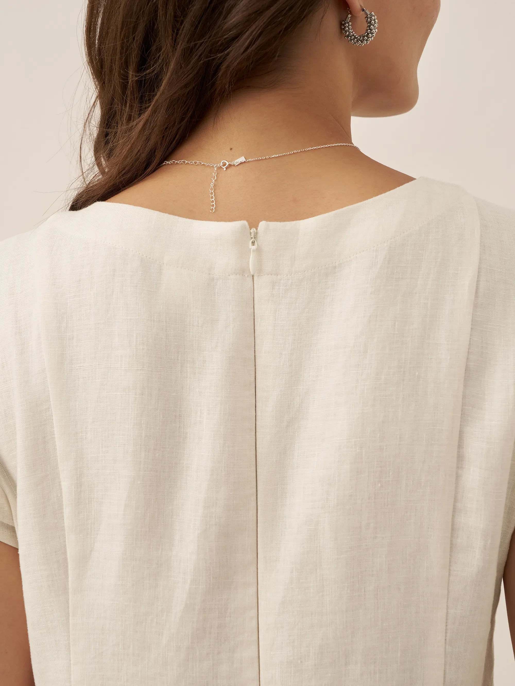 100% Linen Natural Summer V-Neck Dress ALEXA - Image 18