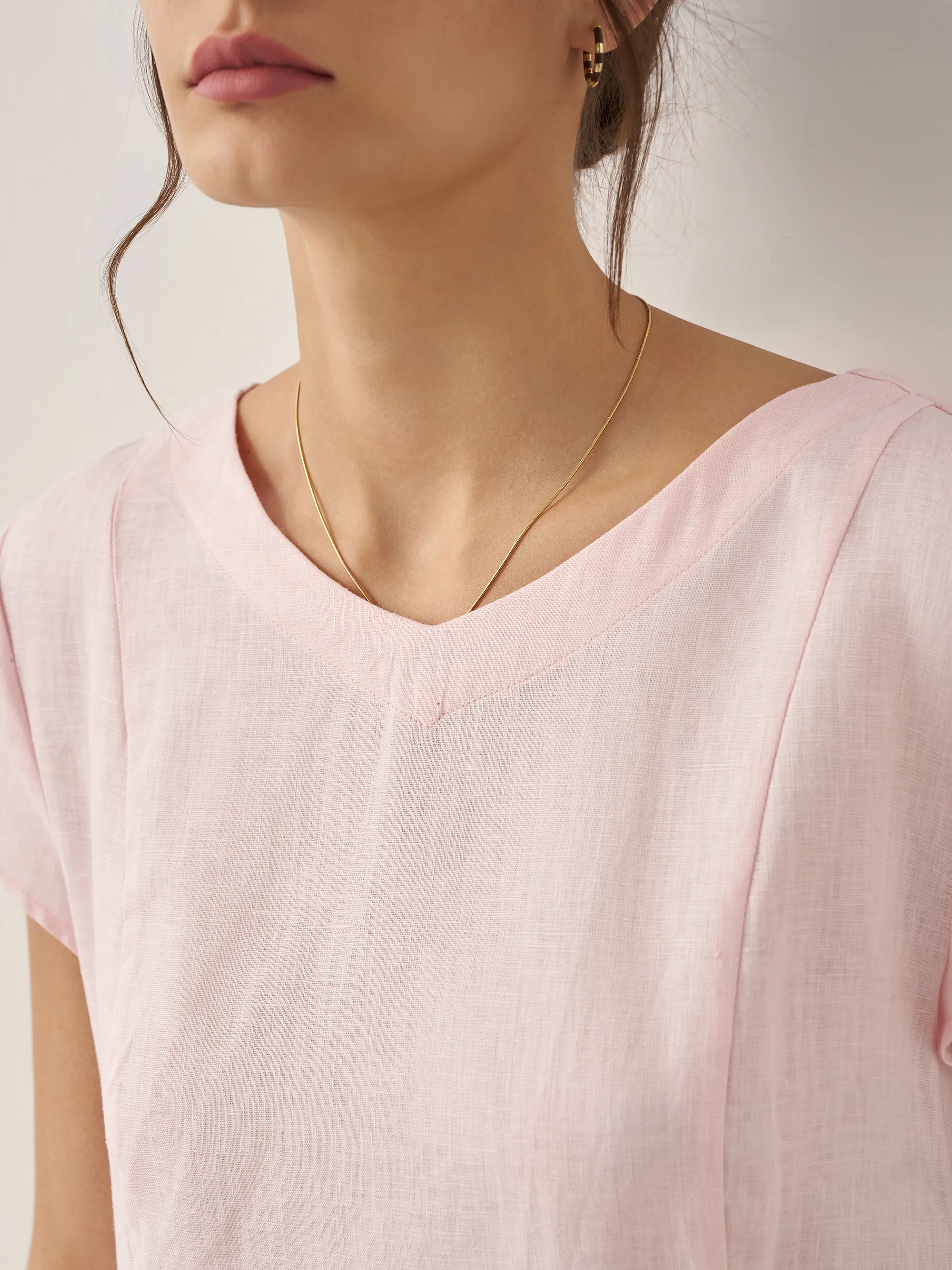 100% Linen Natural Summer V-Neck Dress ALEXA - Image 6