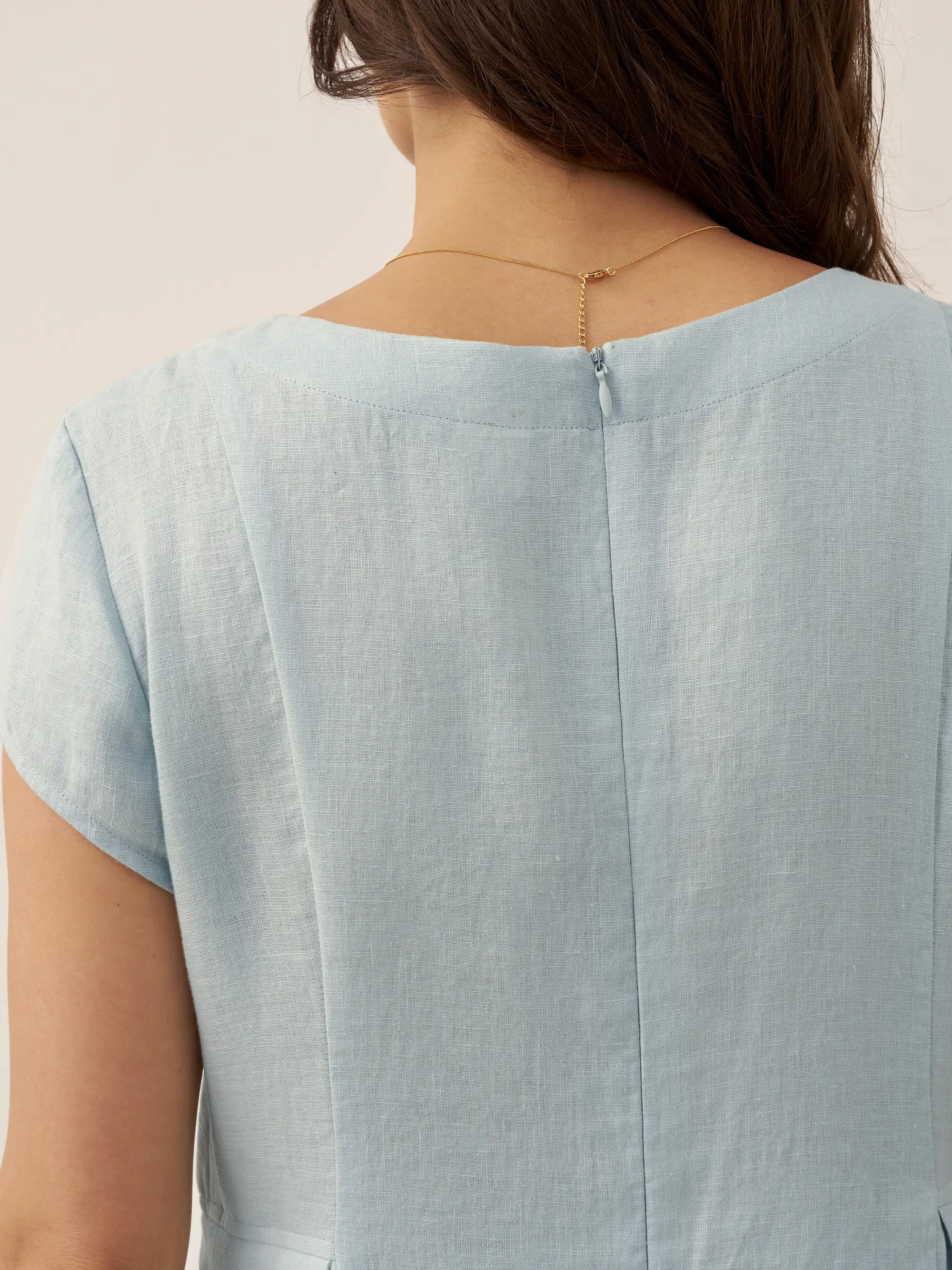 100% Linen Natural Summer V-Neck Dress ALEXA - Image 33