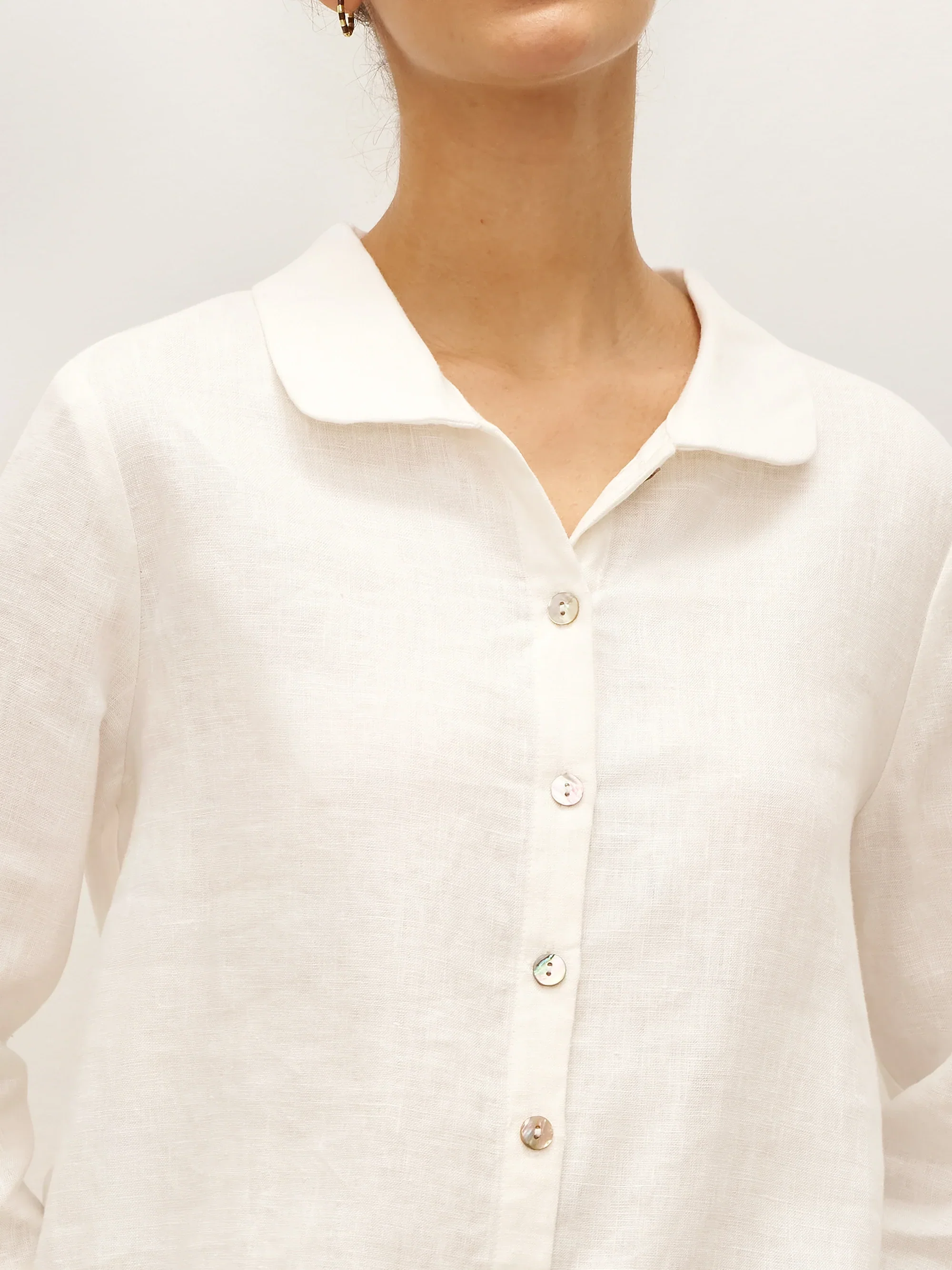 100% Linen Peter Pan Collar 3/4 Sleeve Shirt ASTRID - Image 7