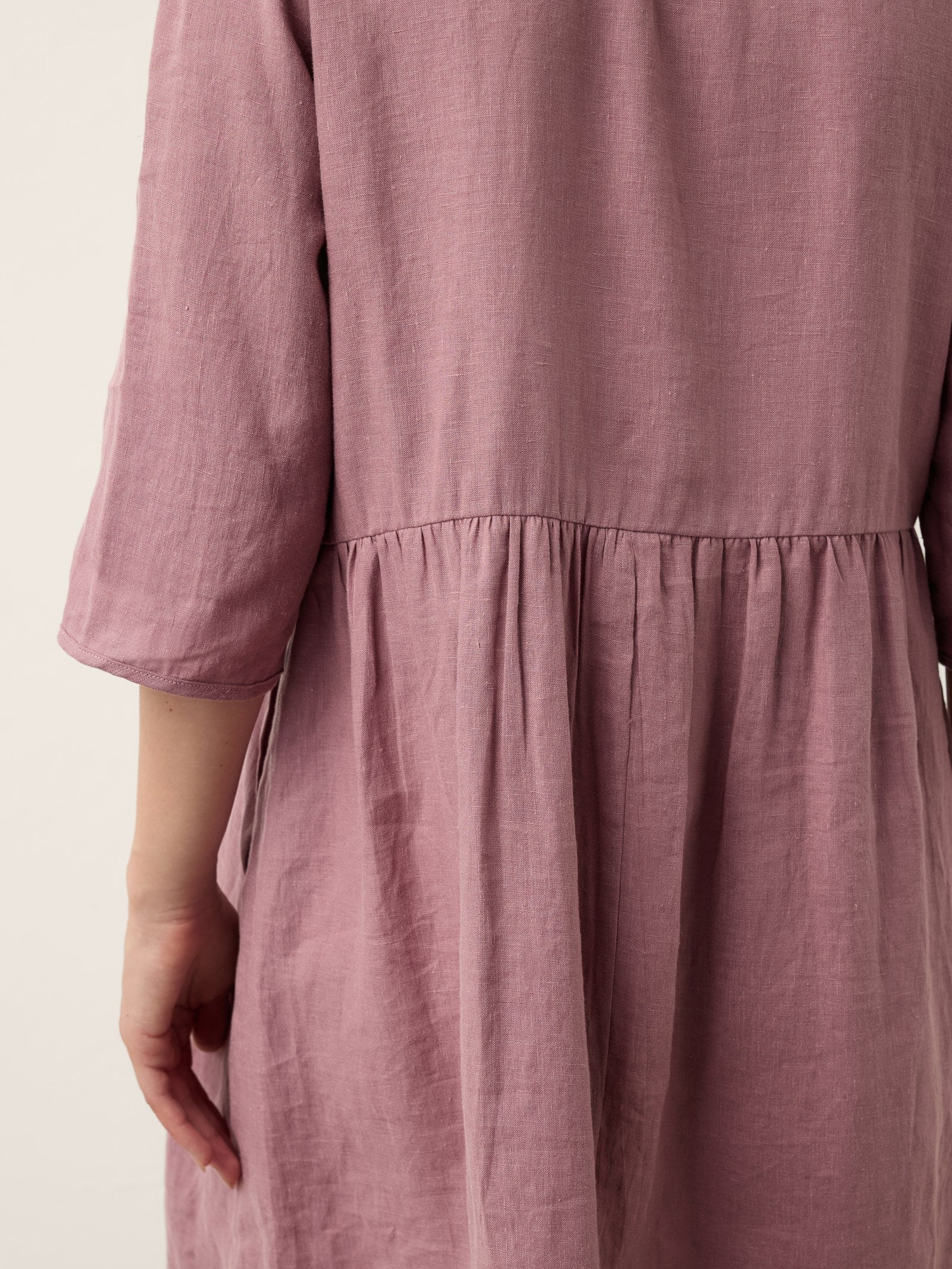 100% Linen Pintuck Puff Sleeve Mini Dress - Image 8