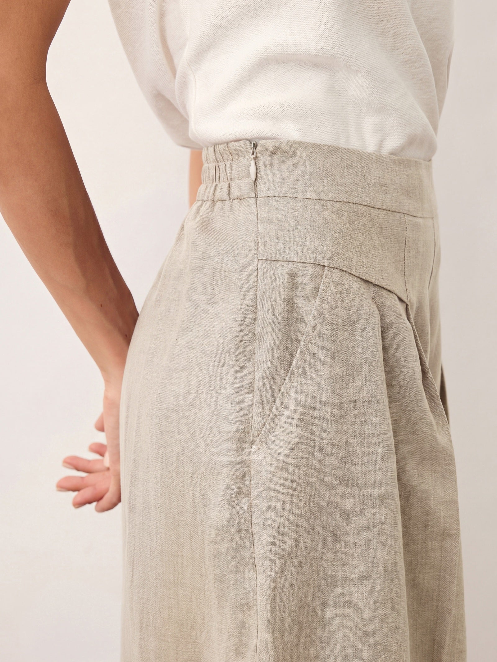 100% Linen Pleated Waist Wide Leg Pants LOUISA - Image 17