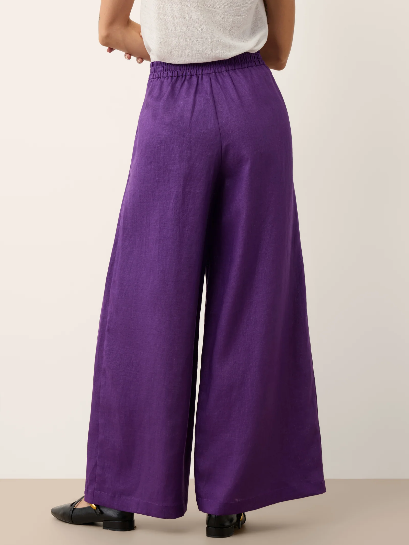 100% Linen Pleated Waist Wide Leg Pants LOUISA - Image 6