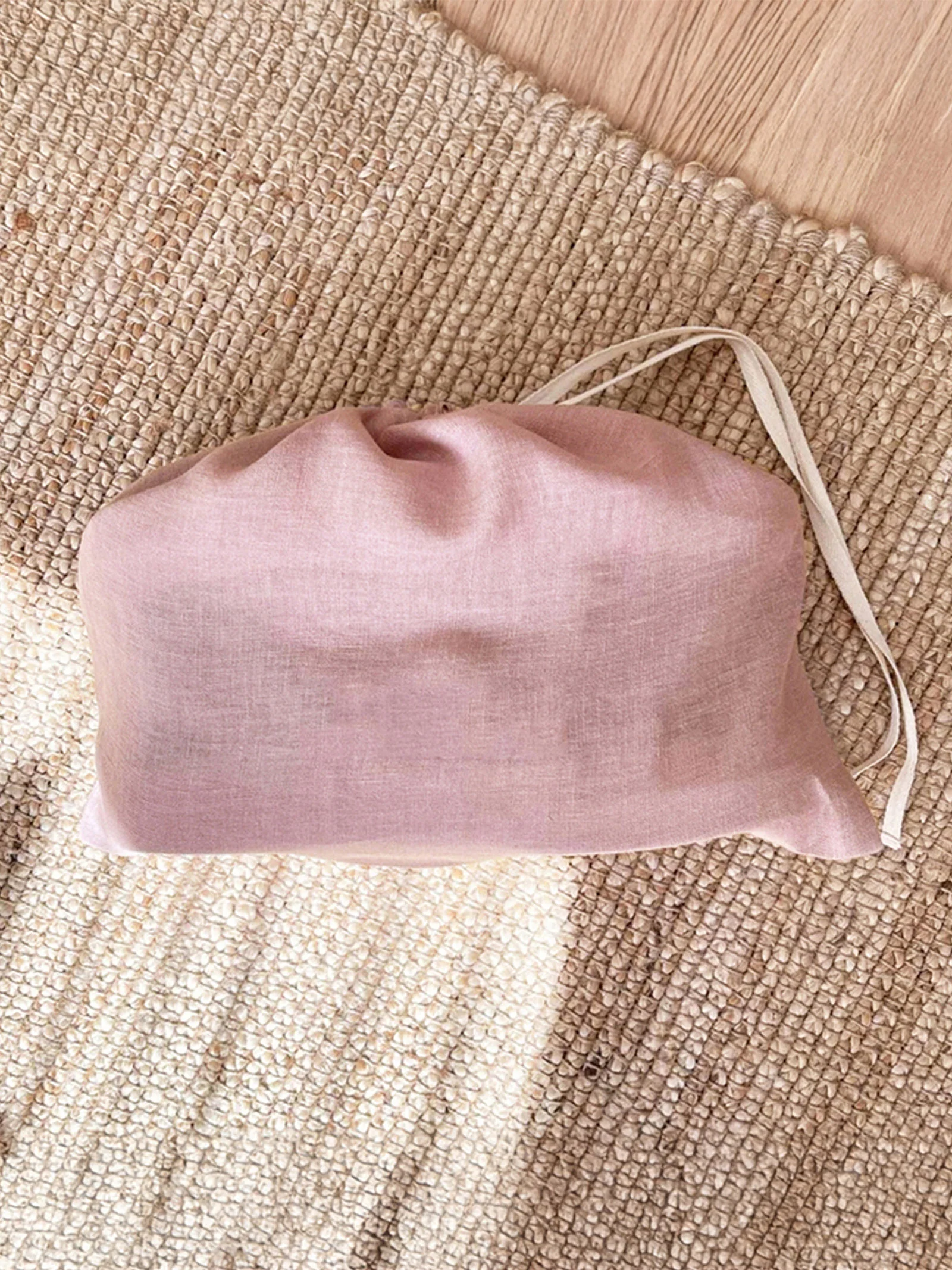 100% Linen Solid-Color Drawstring Storage Bag - Image 4