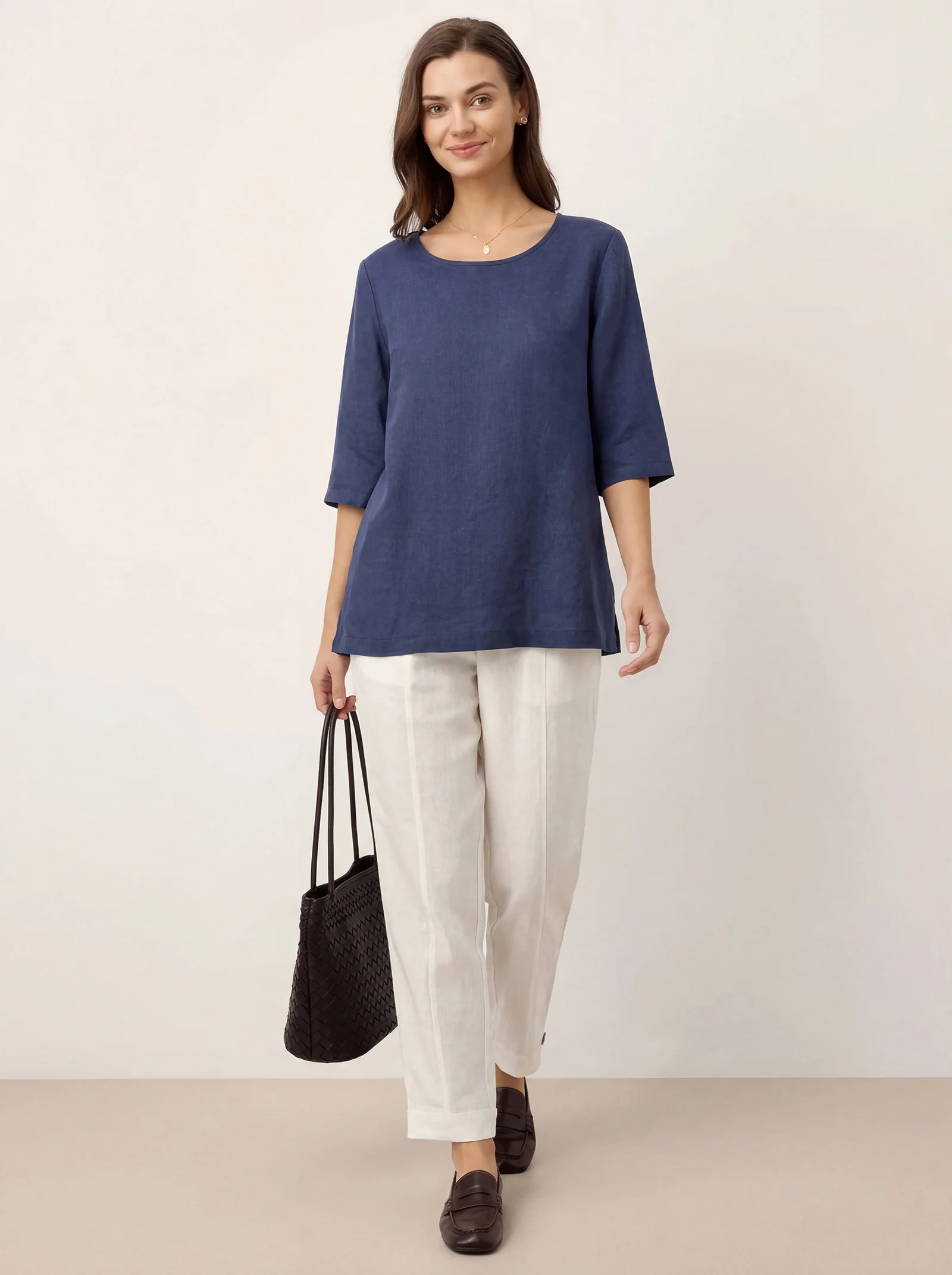 100% Linen Straight-Leg Pants with Elastic Waist PATRICE - Image 8