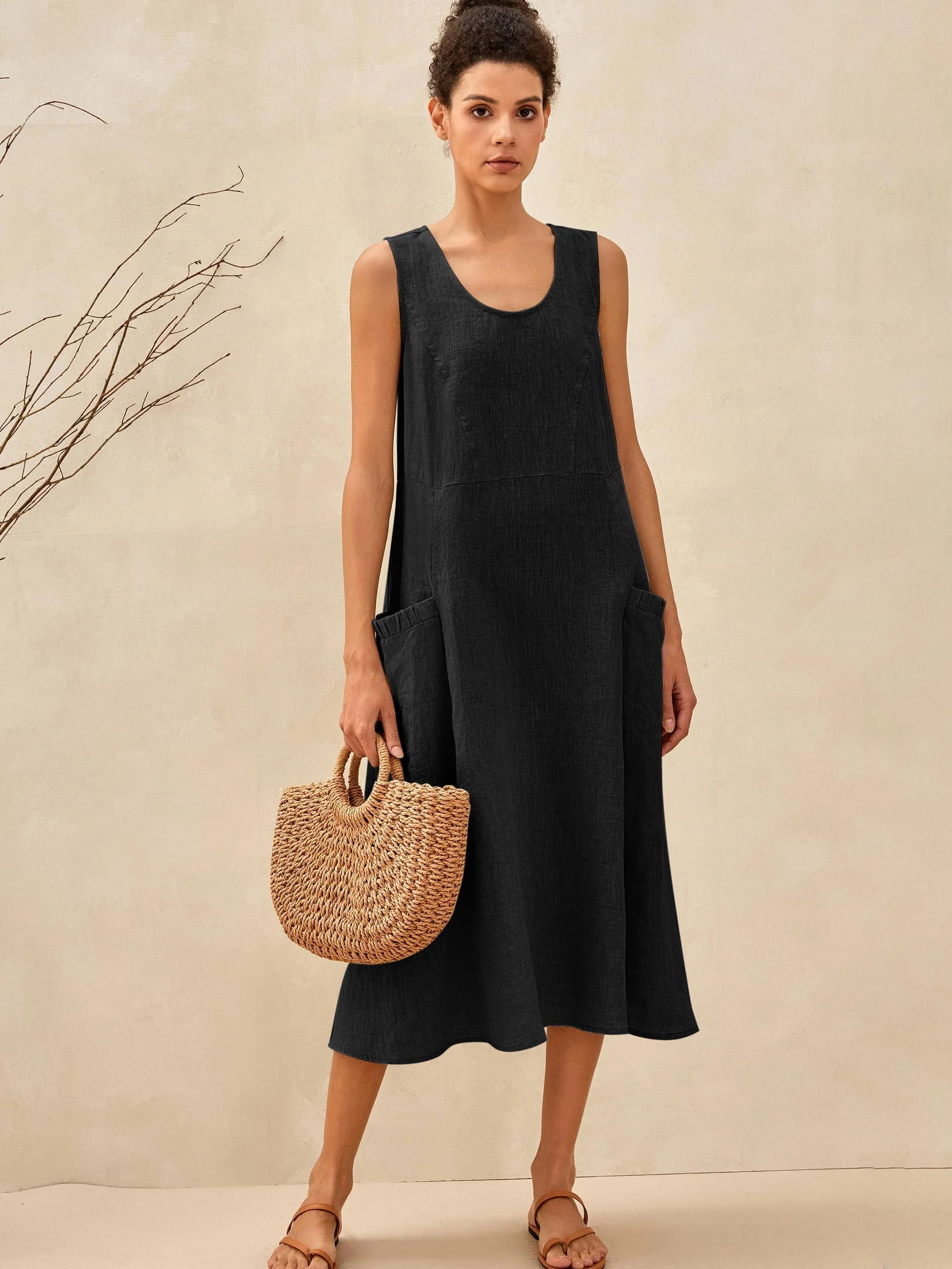 100% Linen Swing Beach Tank Dress GIANA - Image 5
