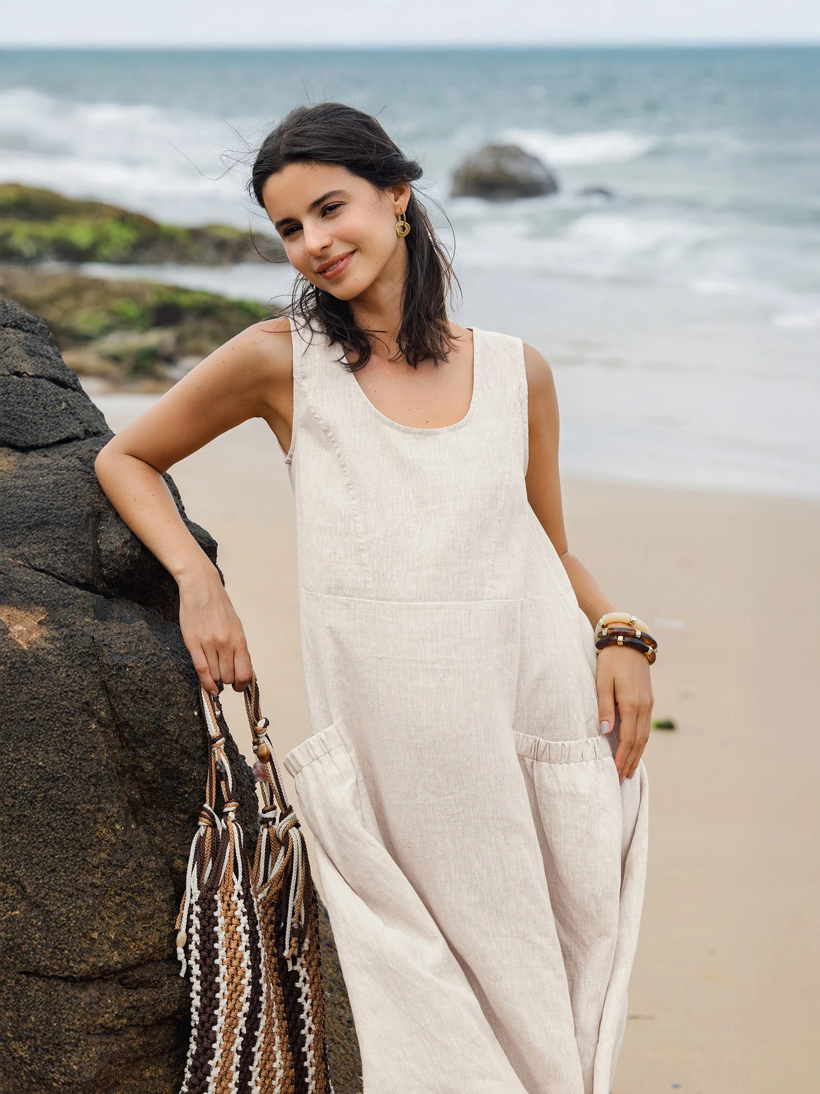 100% Linen Swing Beach Tank Dress GIANA - Image 9