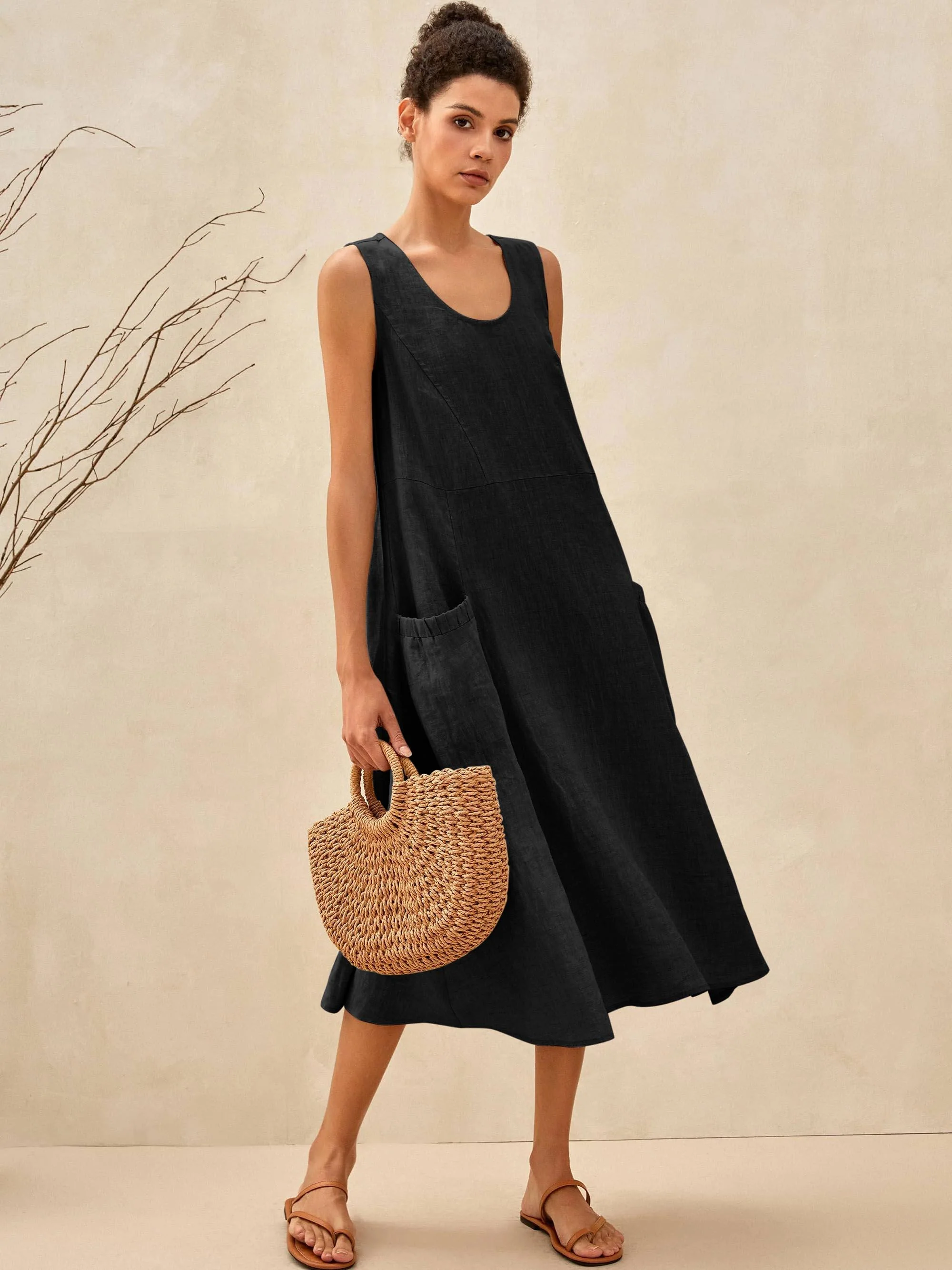 100% Linen Swing Beach Tank Dress GIANA - Image 11