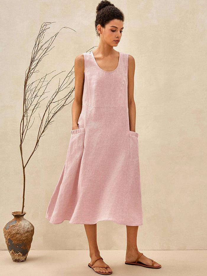 100% Linen Swing Beach Tank Dress GIANA - Image 22