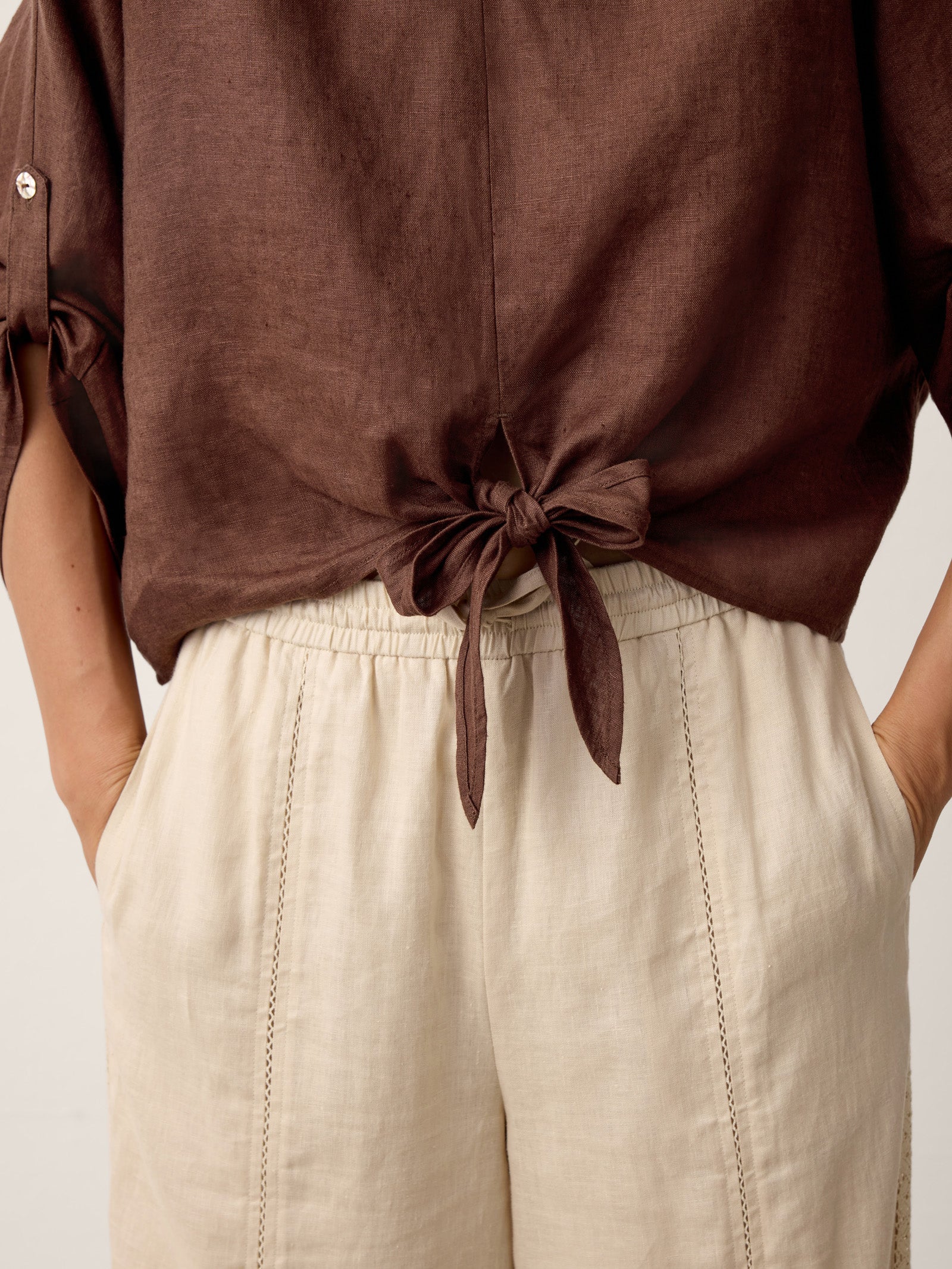 100% Linen Twist-Hem Batwing Top LAVENA - Image 5