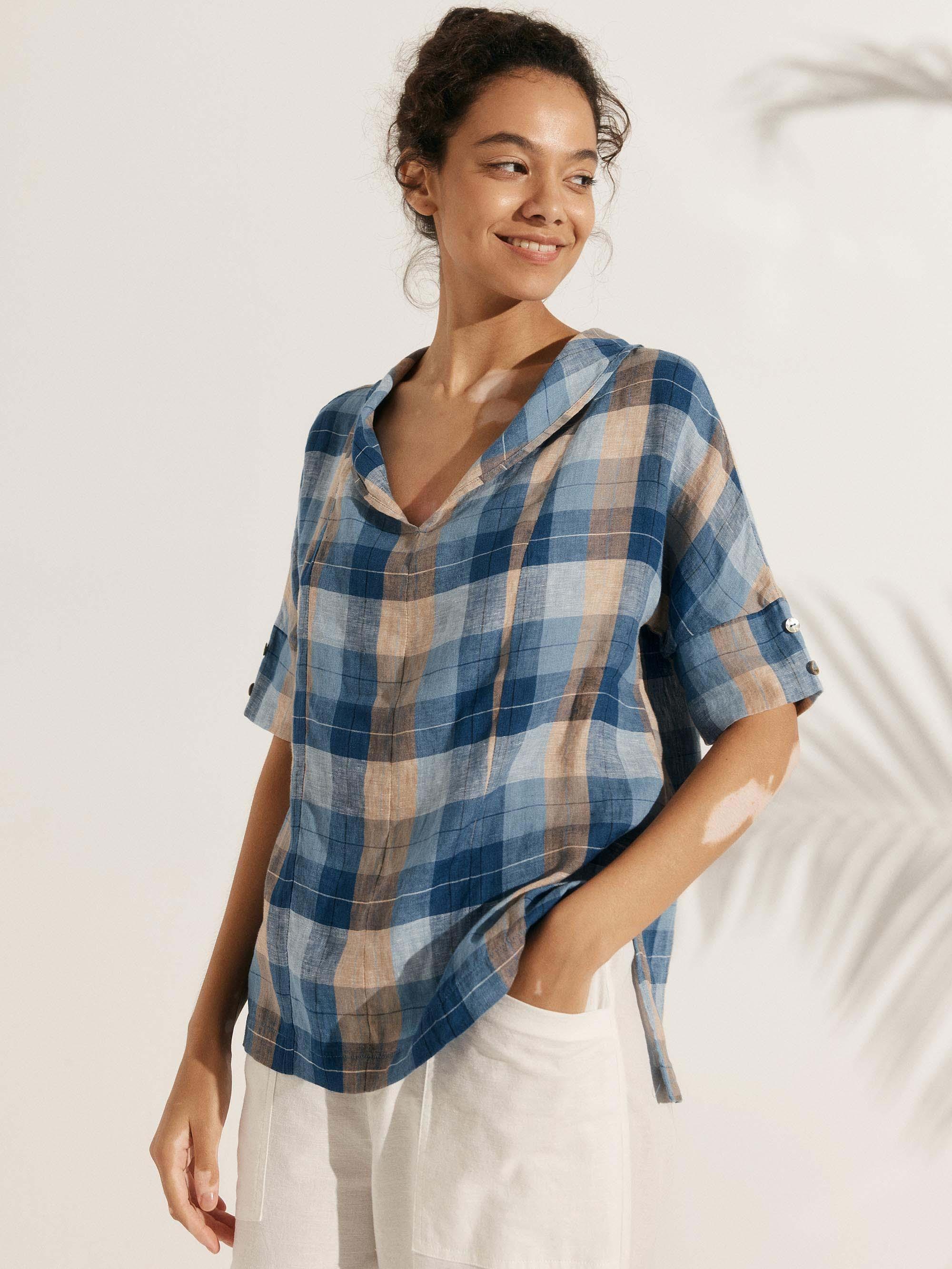 100% Linen V-Neck Short Sleeve Shirt SIERRA - Image 24