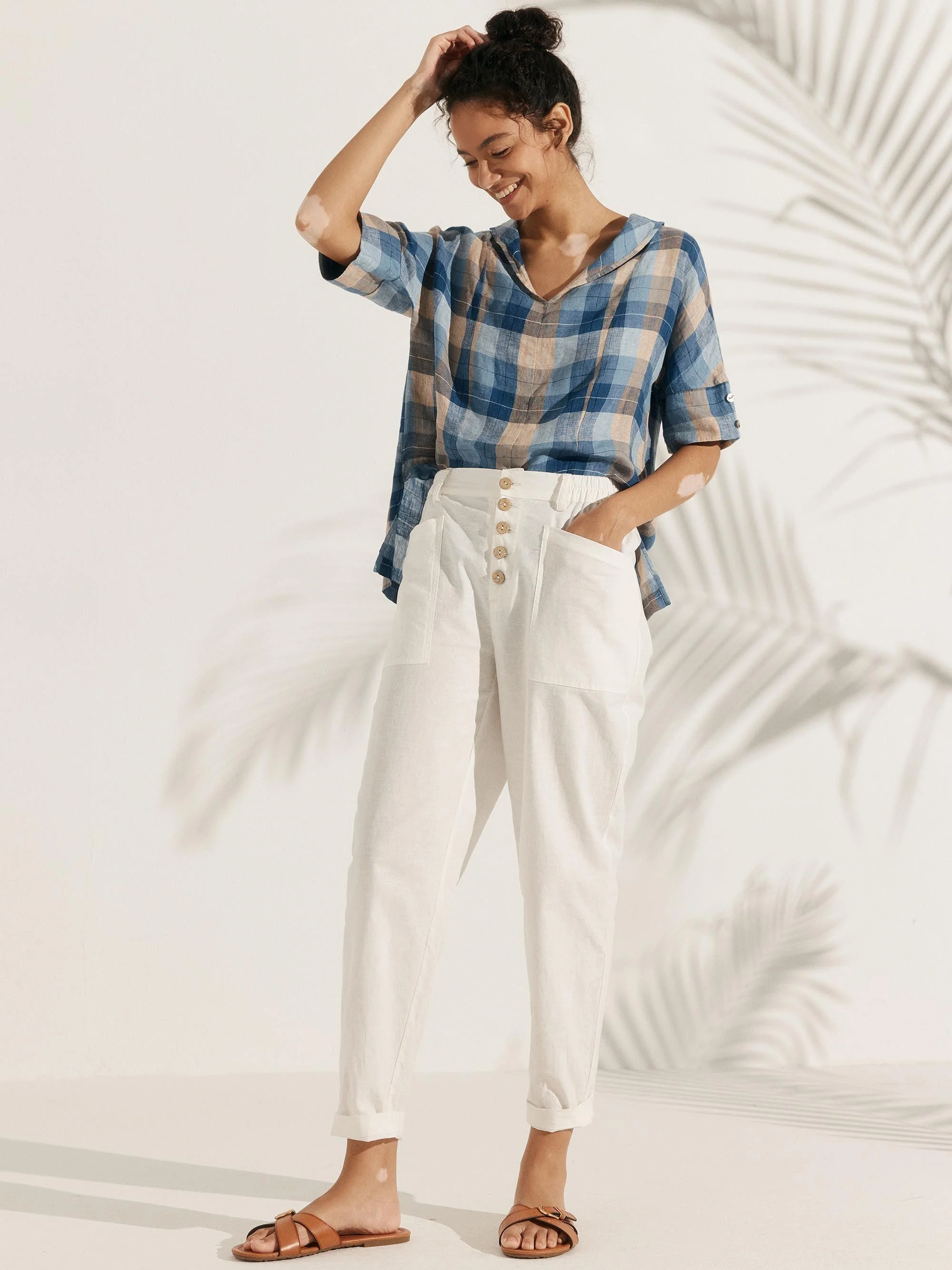 Linen V Neck Short Sleeve Shirt SIERRA - Image 9