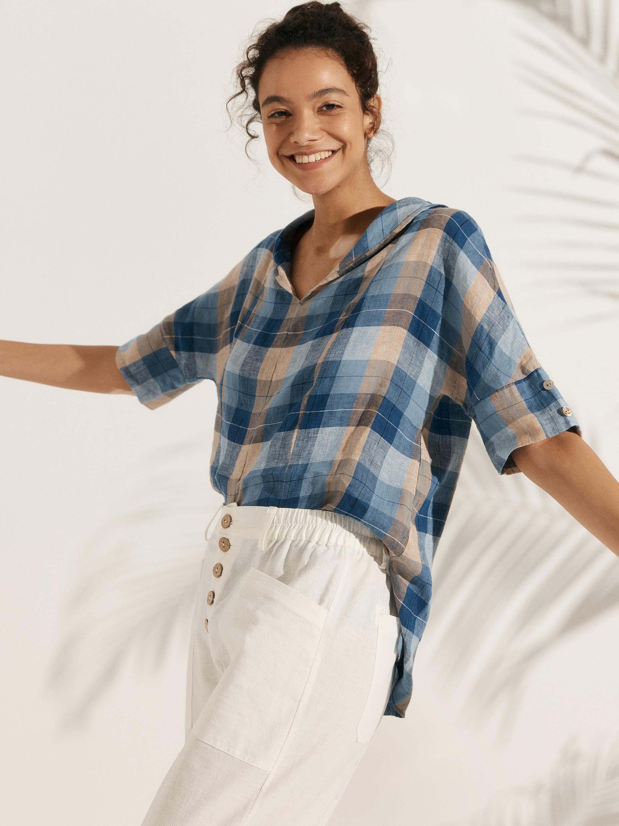100% Linen V-Neck Short Sleeve Shirt SIERRA - Image 26