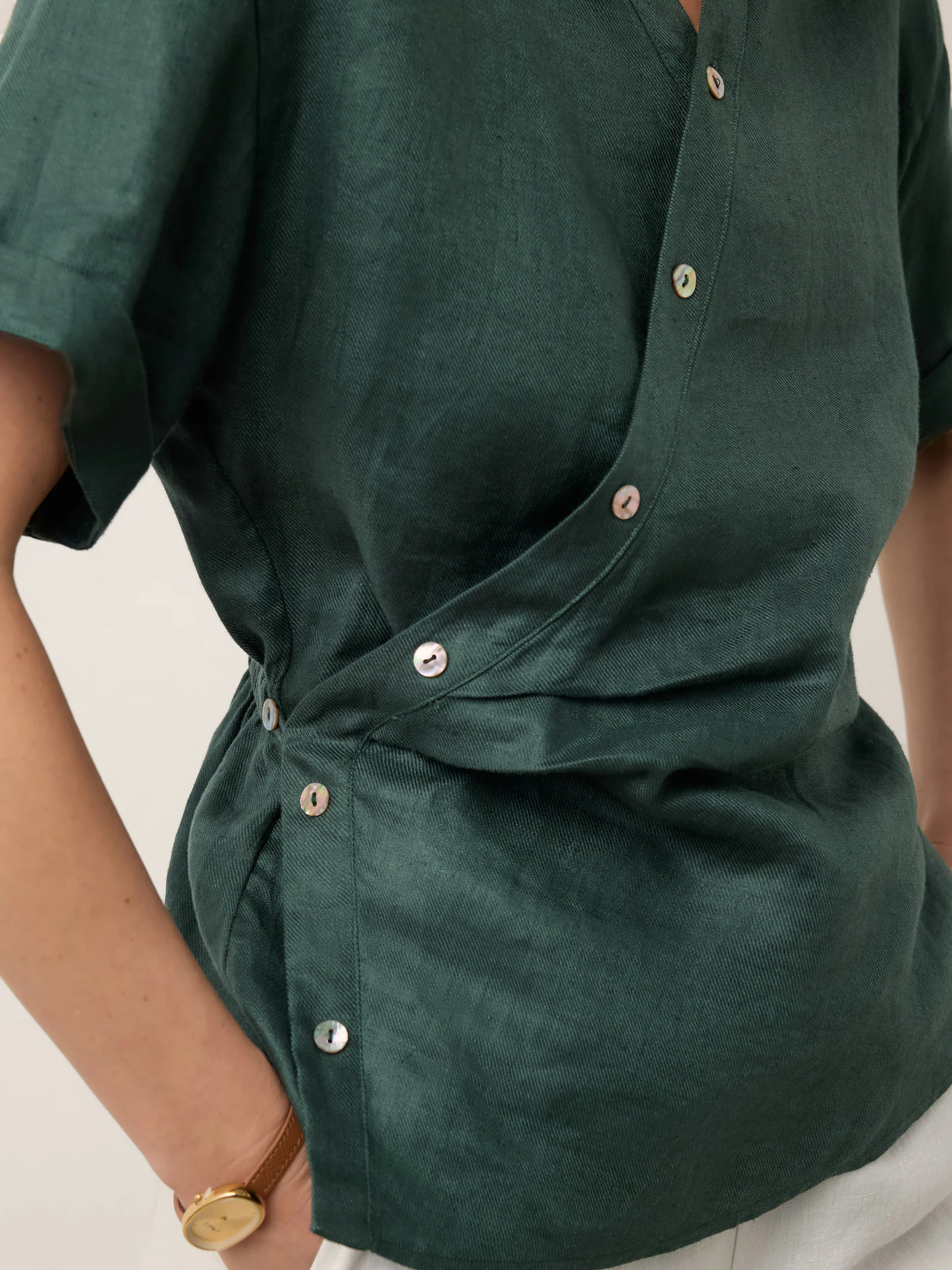 100% Linen Wrap Front Elastic Waist Top BETTINA - Image 6