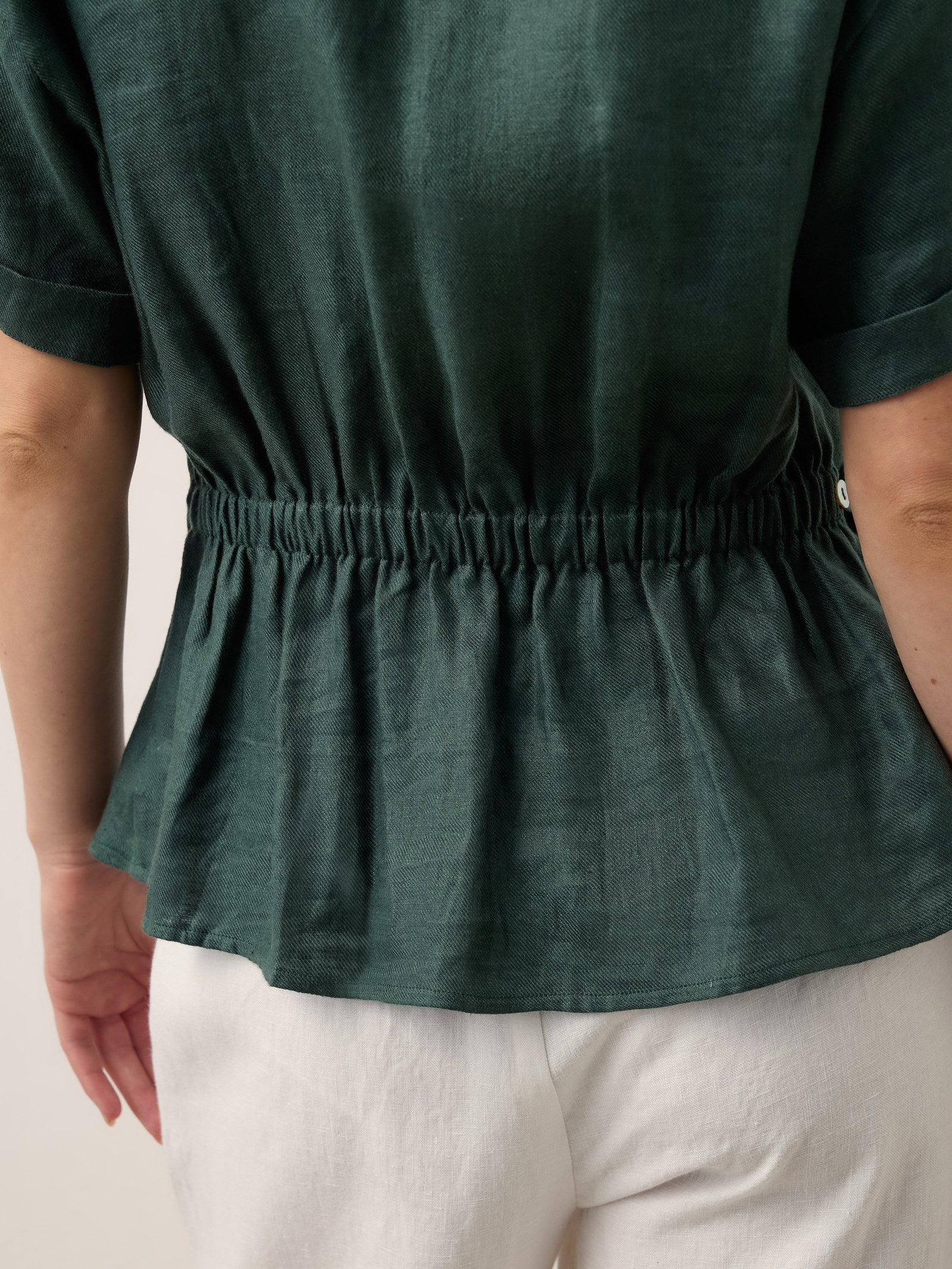 100% Linen Wrap Front Elastic Waist Top BETTINA - Image 7