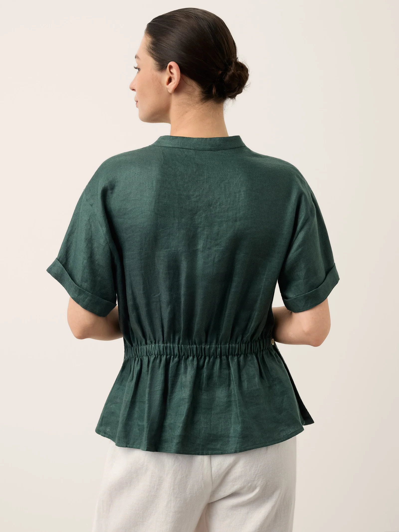 100% Linen Wrap Front Elastic Waist Top BETTINA - Image 9
