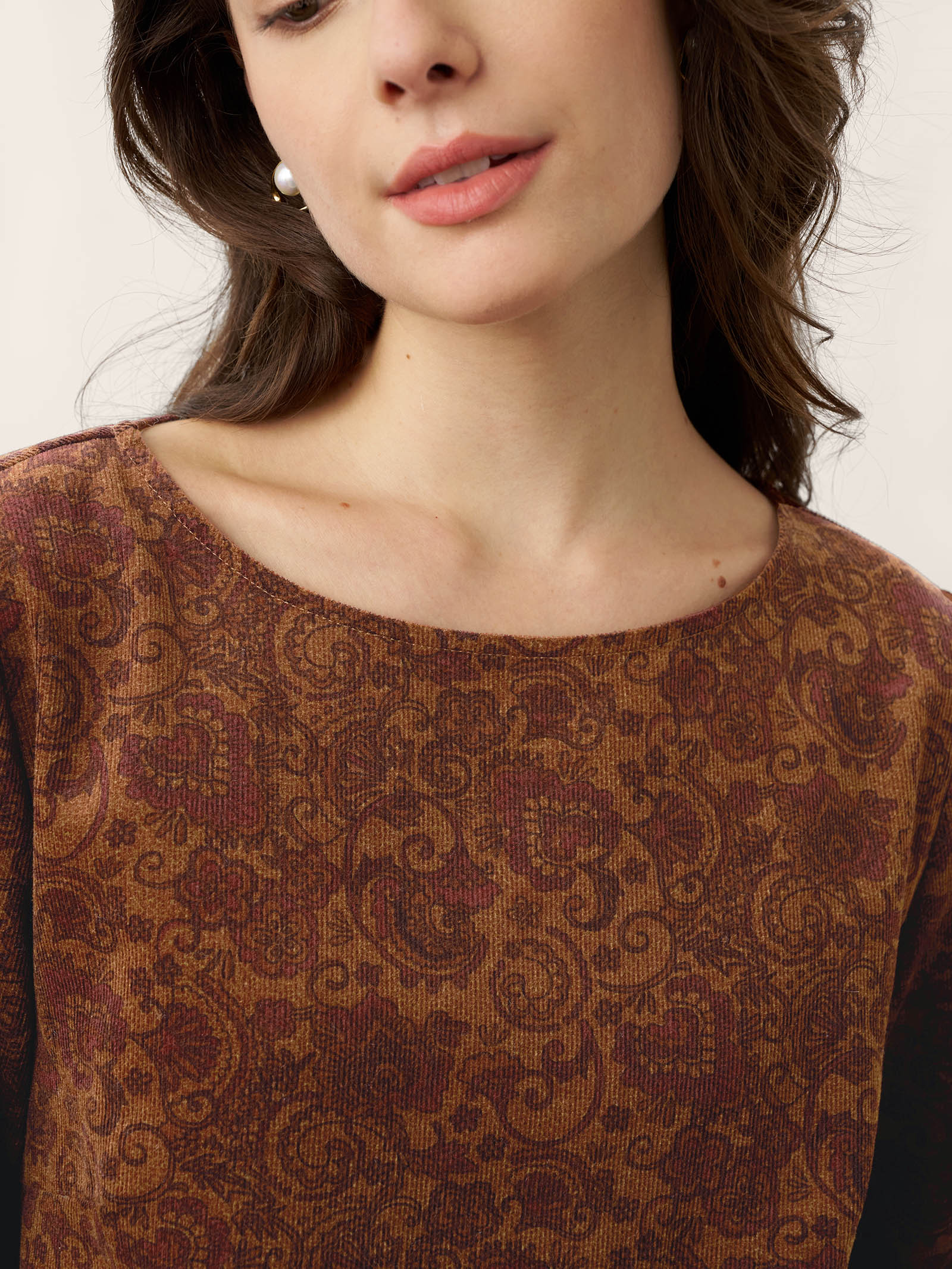 100% Organic Cotton Ruched Print Boat Neck Mini Dress CRESSIDA - Image 13