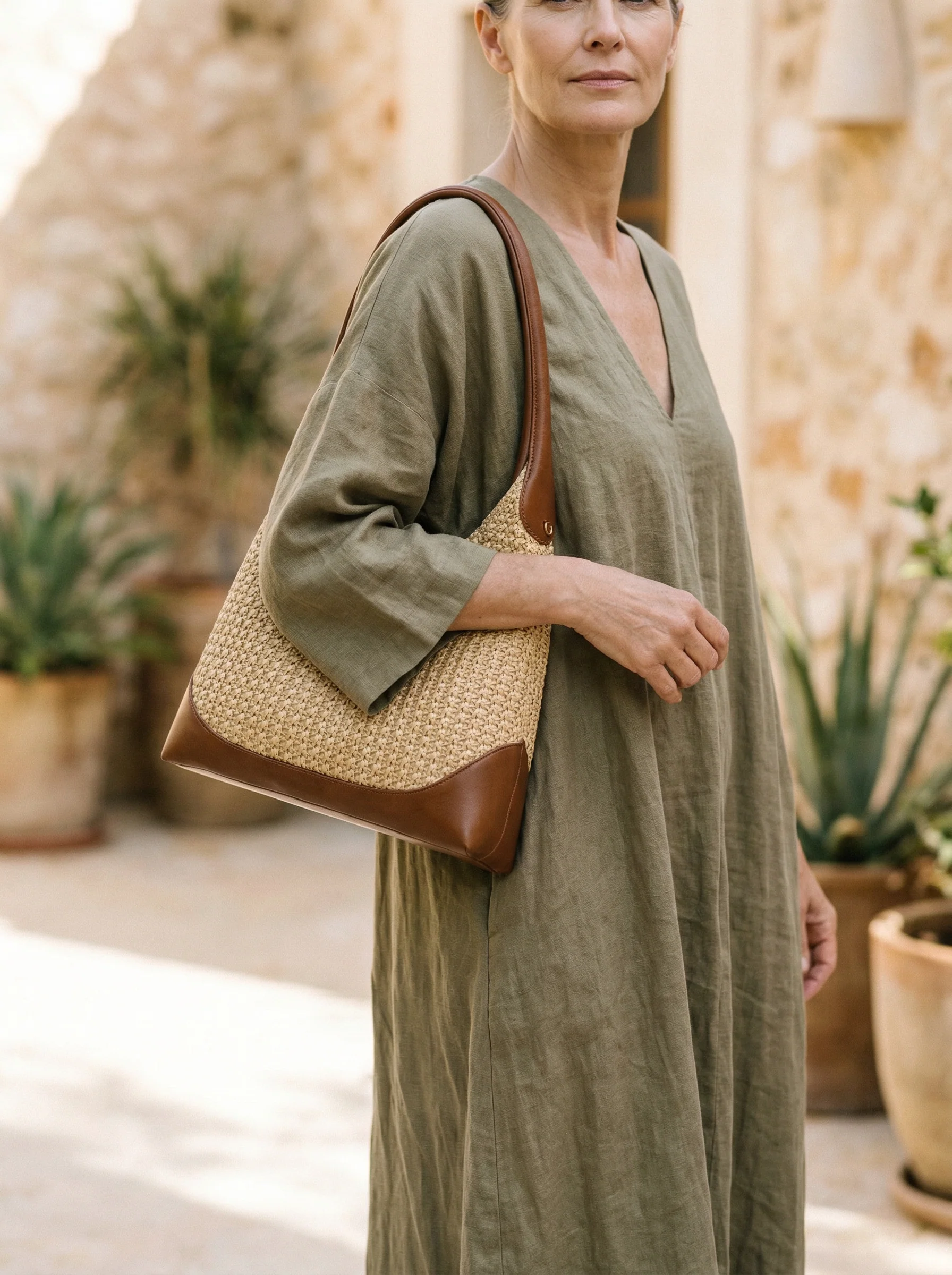 Artisanal Handwoven Colorblock Bucket Bag for Effortless Coastal Style - Image 3
