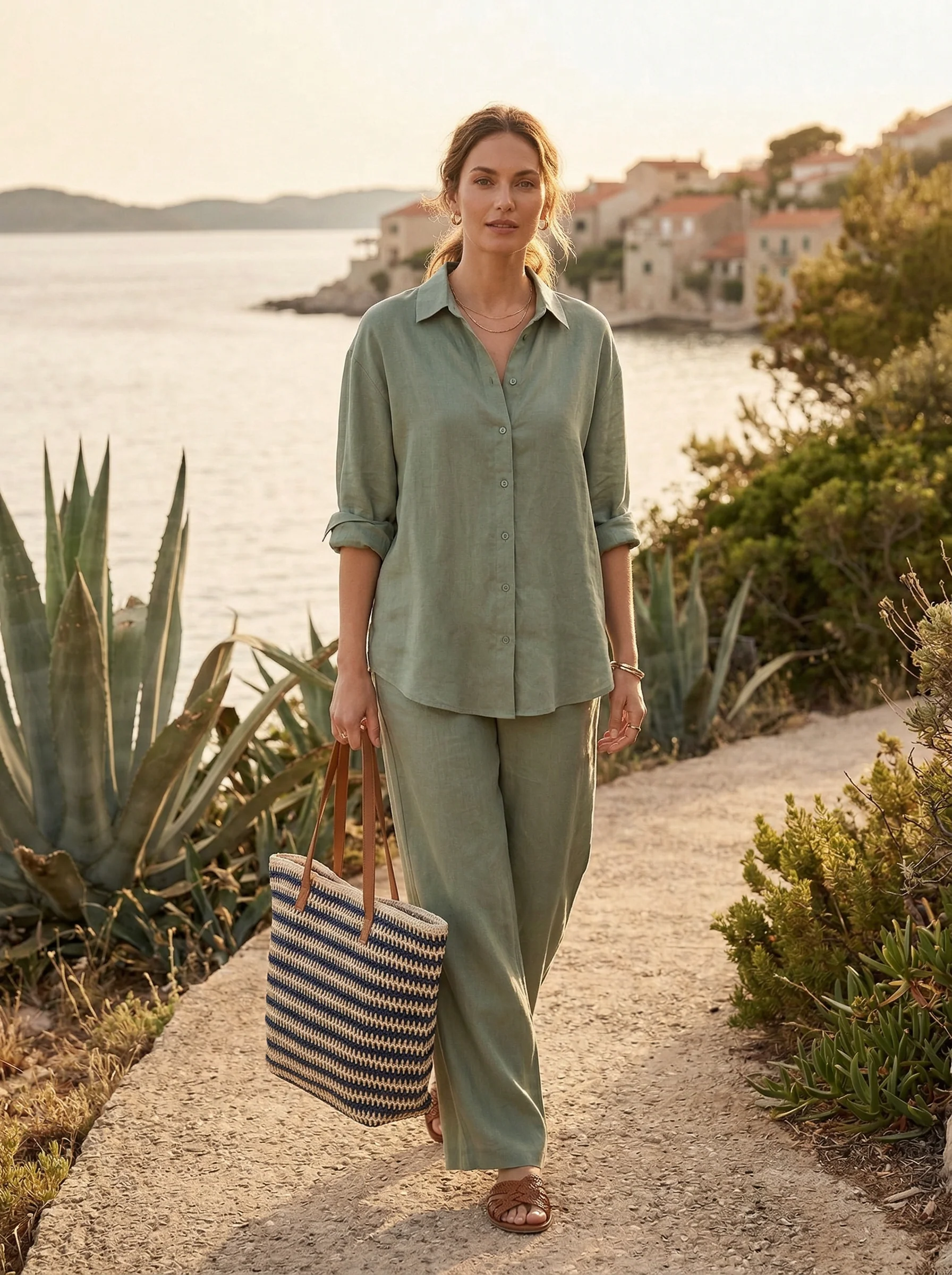 Artisanal Handwoven Stripes Large Tote for Summer Vacation - Image 3