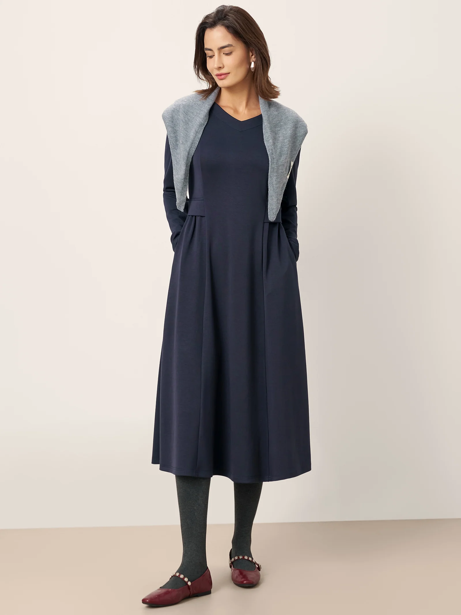 Pleated Waist Midi Dress BEATRICE - Image 7