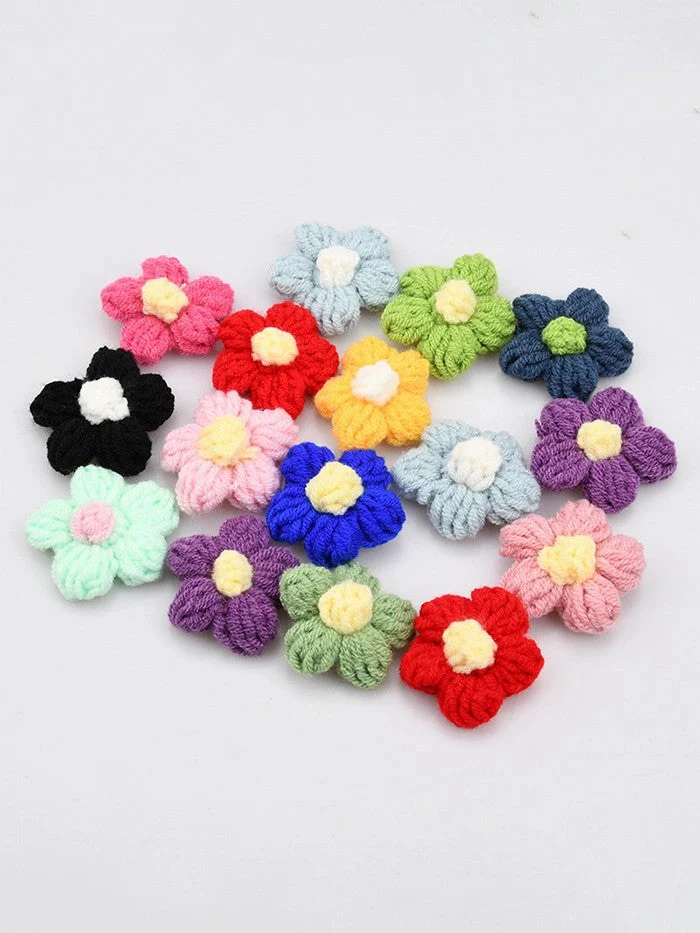 Hand-Knitted Yarn Flowers